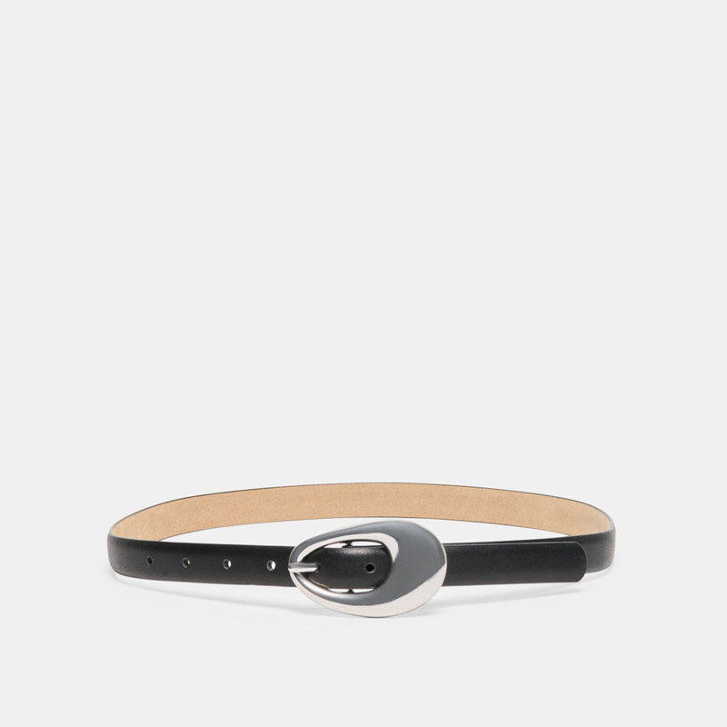 ORGANIC OVAL BUCKLE BELT BLACK SILVER 1