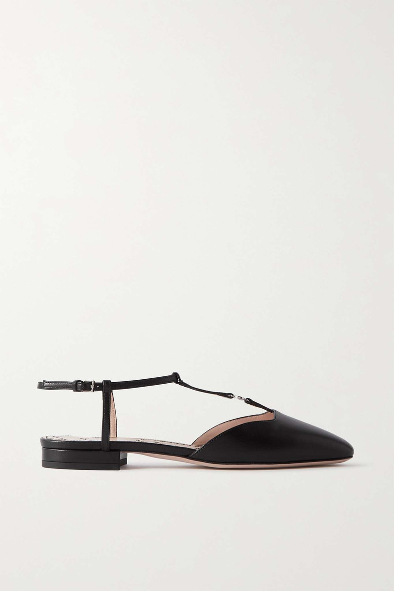 Logo-embellished leather ballet flats - 1