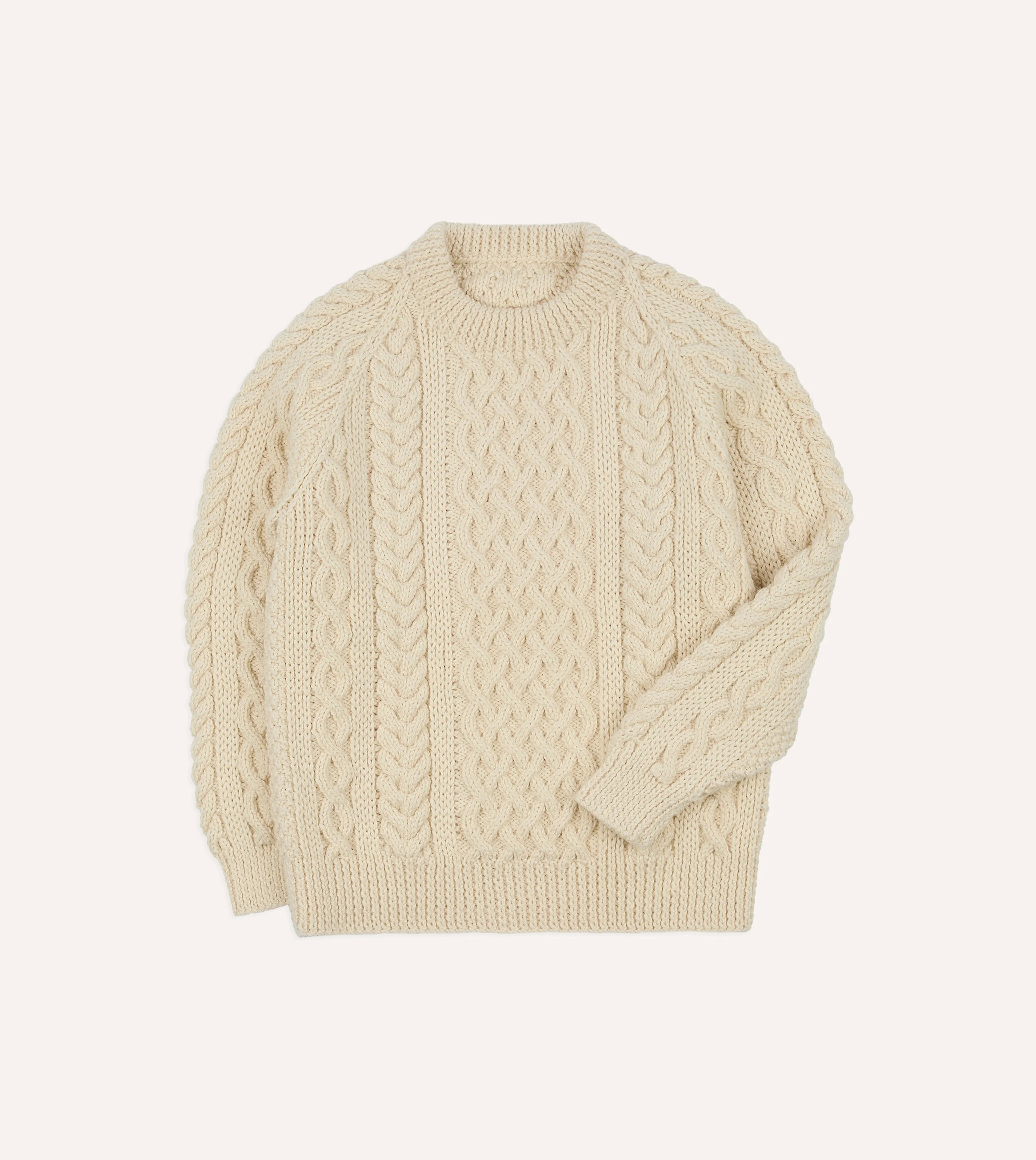 Ecru Wool Aran Jumper - 1
