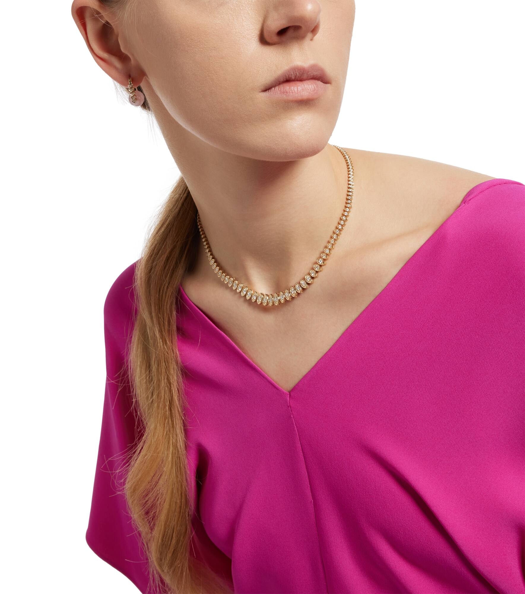 Eternity 14kt gold necklace with diamonds - 5