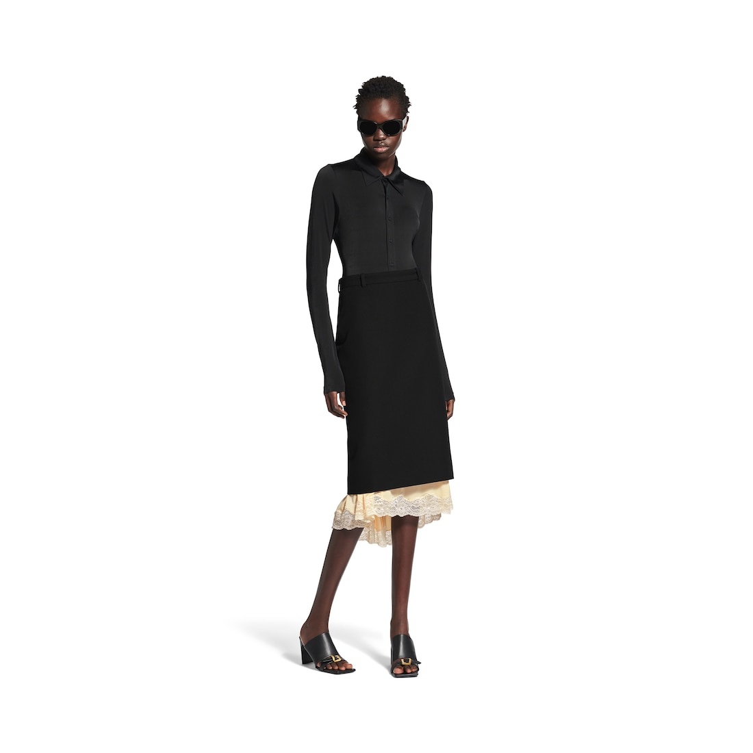 Women's Lingerie Tailored Skirt in Black - 2