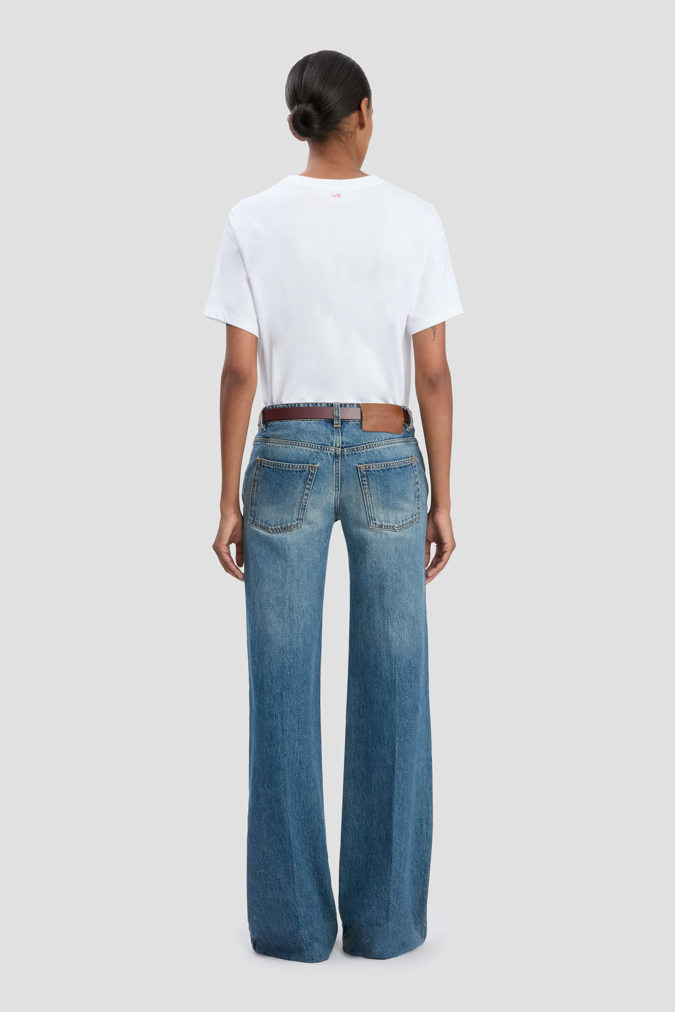 Low Waist Straight Leg Jean In Classic Blue Wash - 5