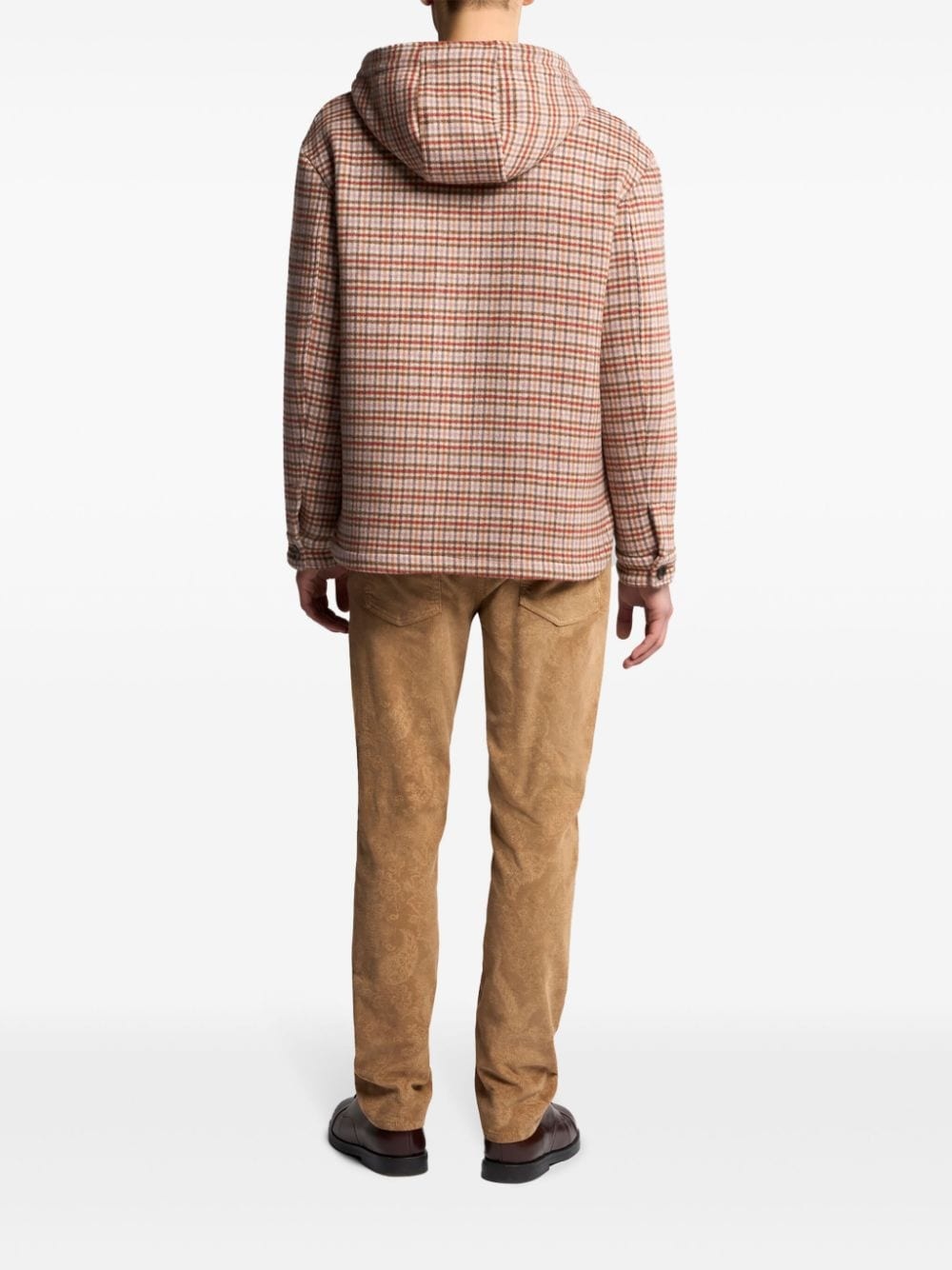 tartan-check hooded shirt jacket - 3
