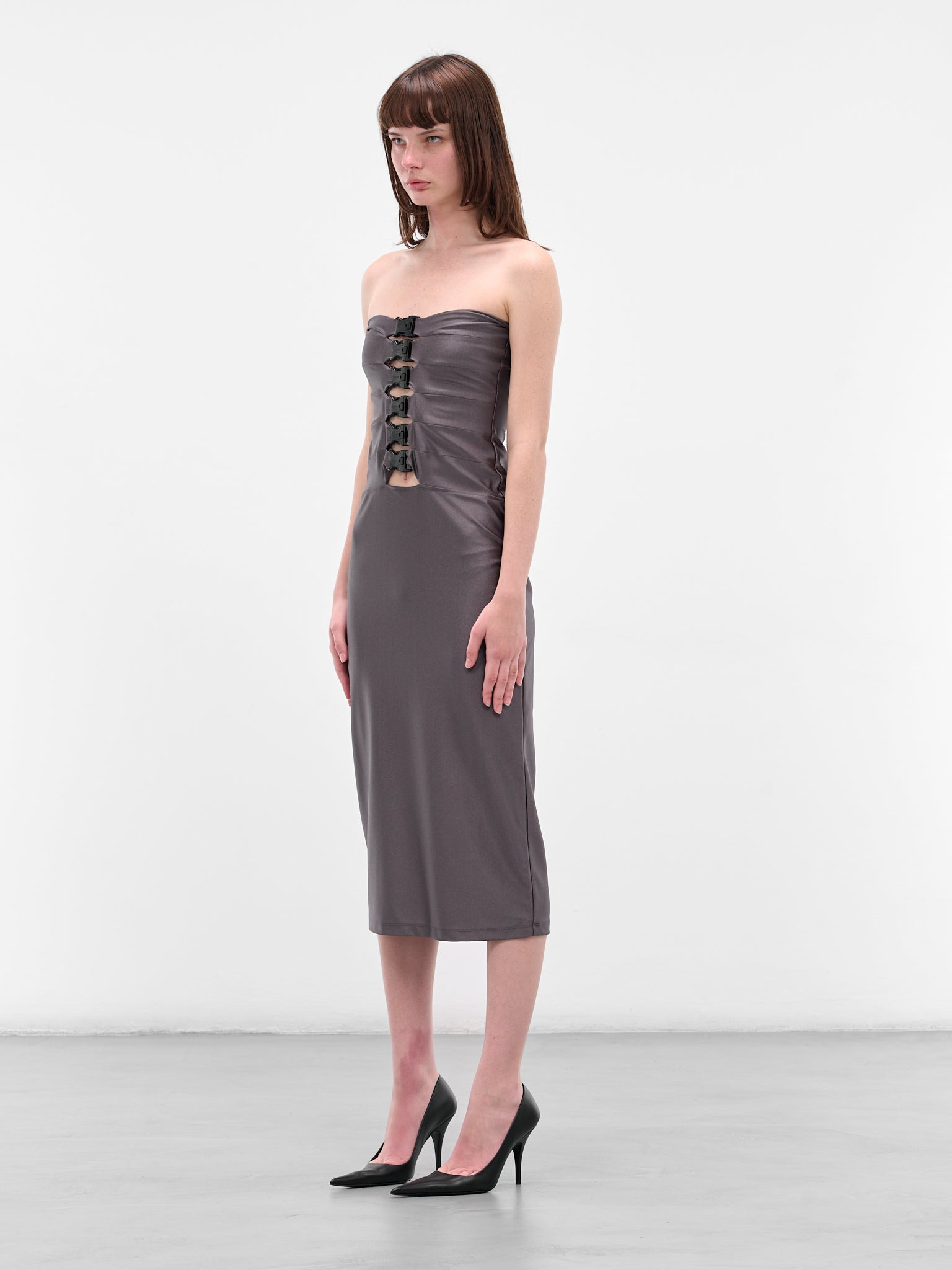 Gray Multi Buckle Midi Dress - 2