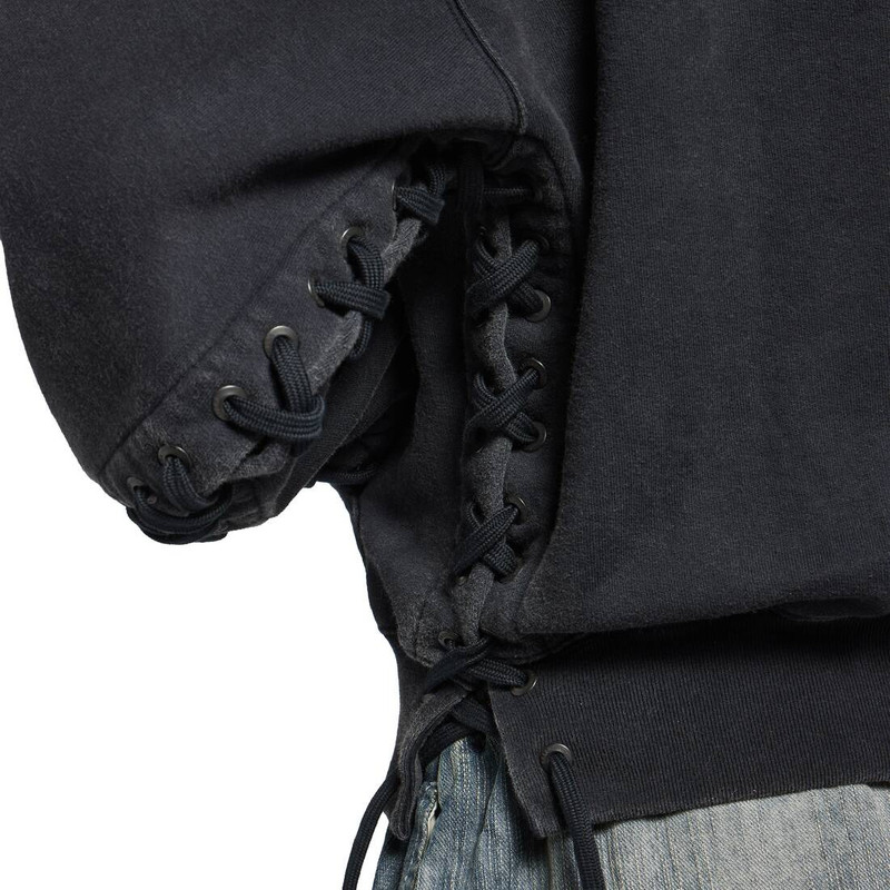 Women's Loop Sports Icon Lace-up Hoodie in Faded Black 6