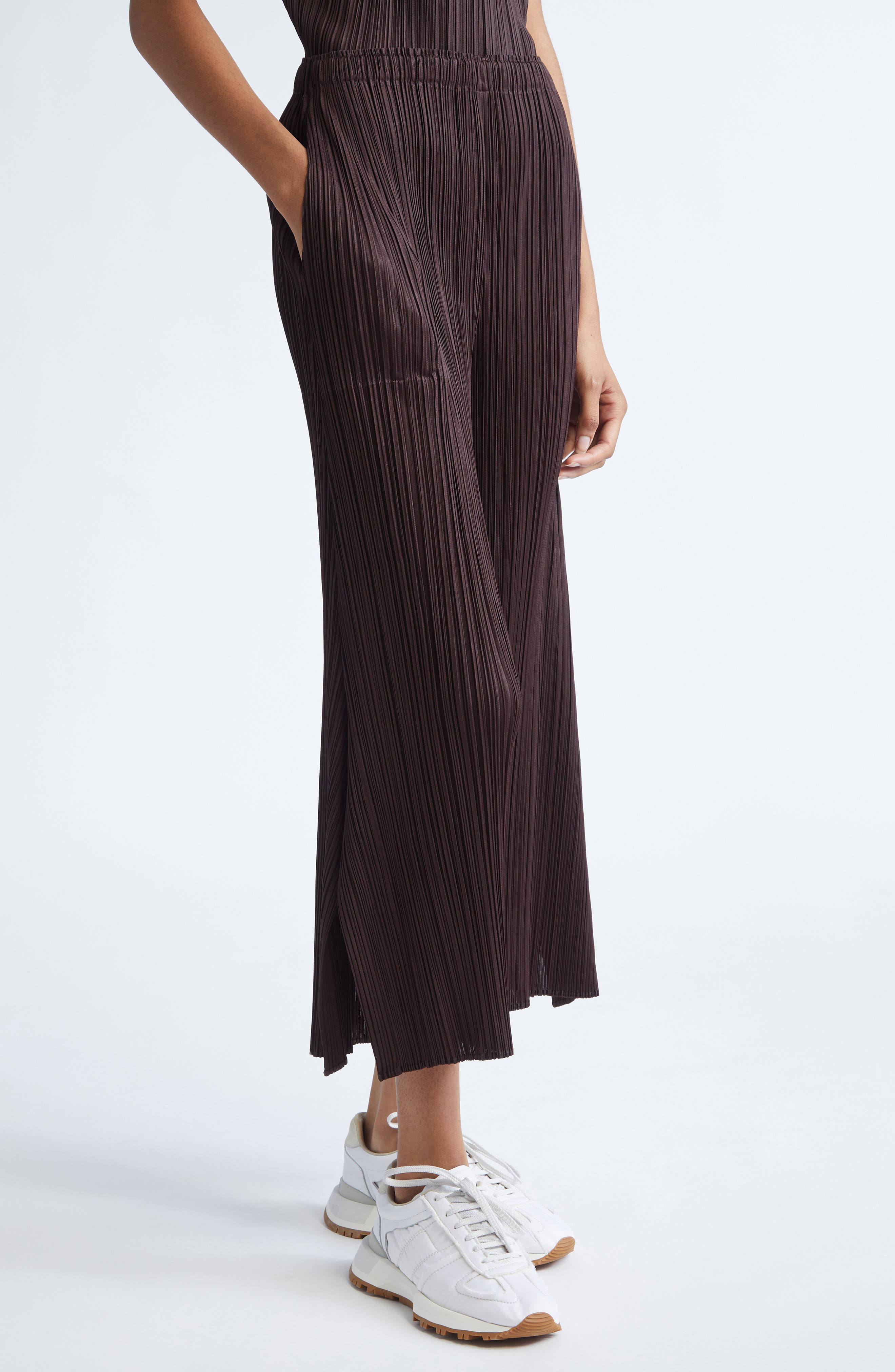 Pleats Please Issey Miyake Monthly Colors July Pleated Pants in Dark Brown at Nordstrom - 5