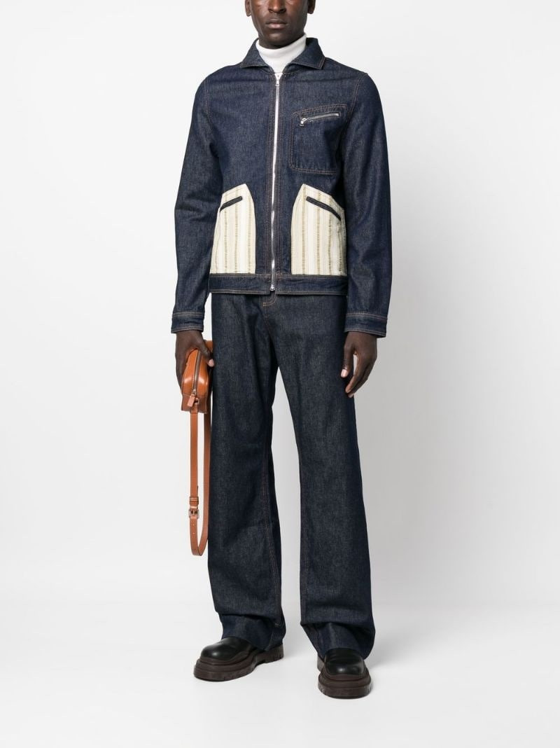 WALES BONNER contrast-panel denim jacket outlook