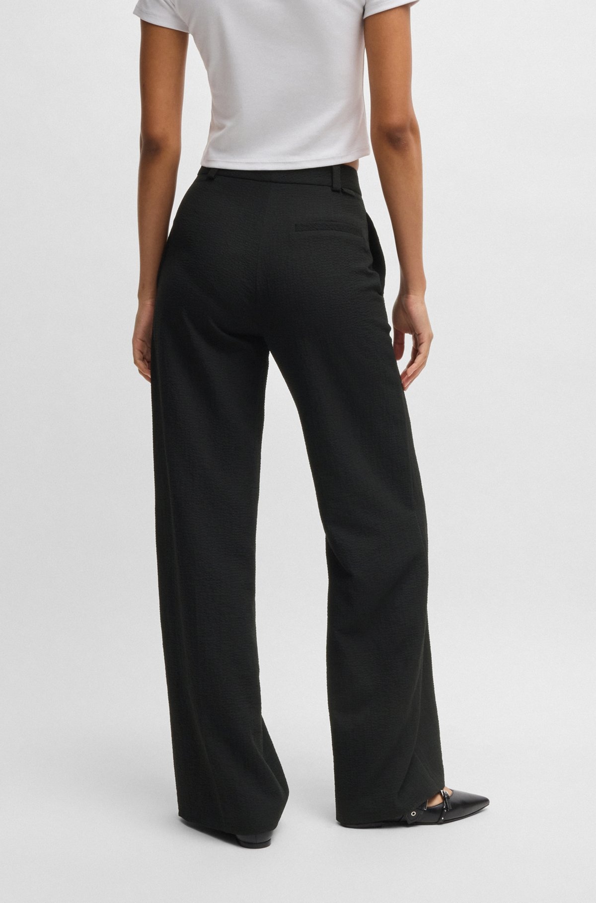 REGULAR-FIT TROUSERS IN STRETCH SEERSUCKER - 4