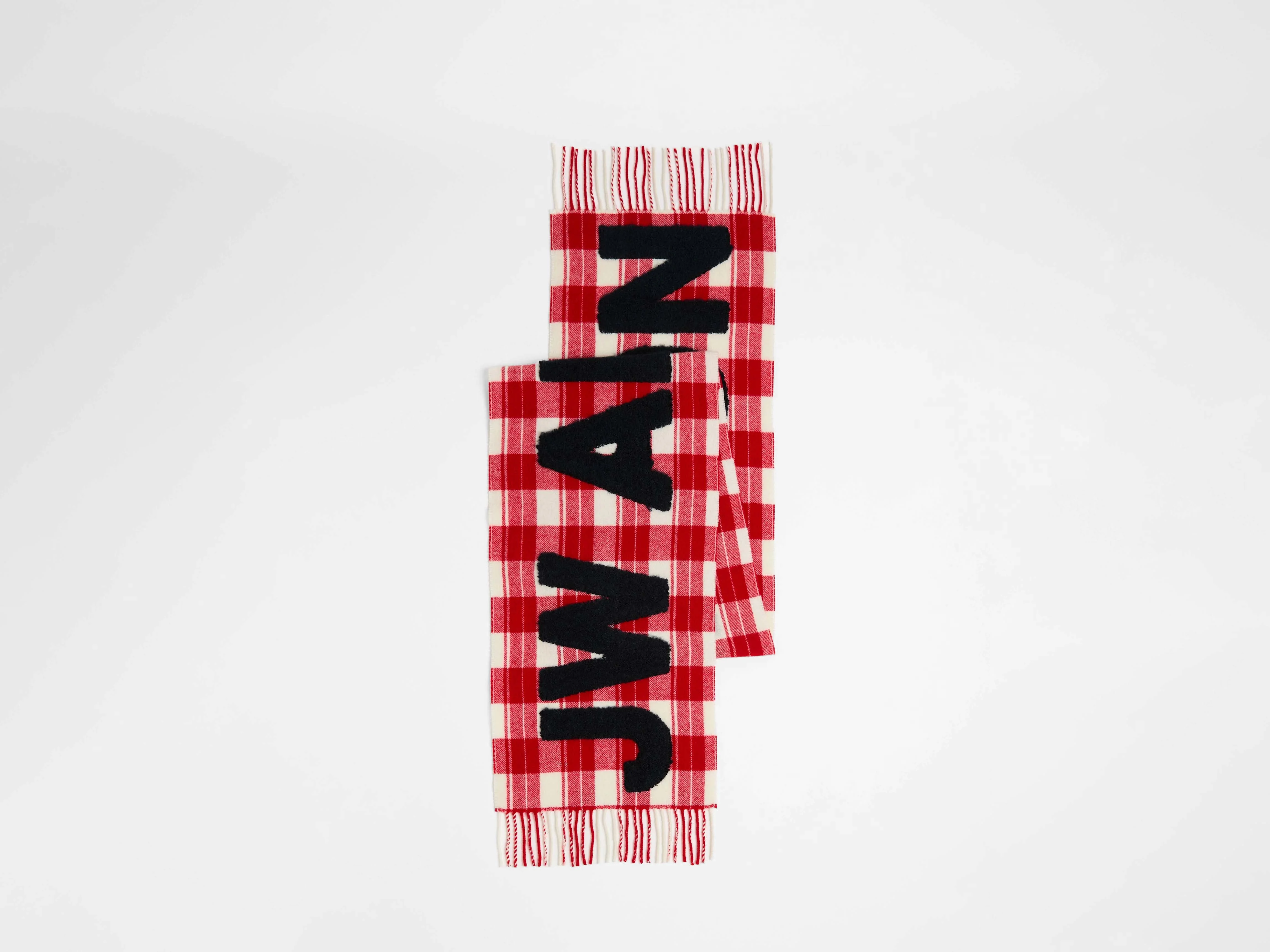 CHECKERED LOGO SCARF IN RED-WHITE - 1