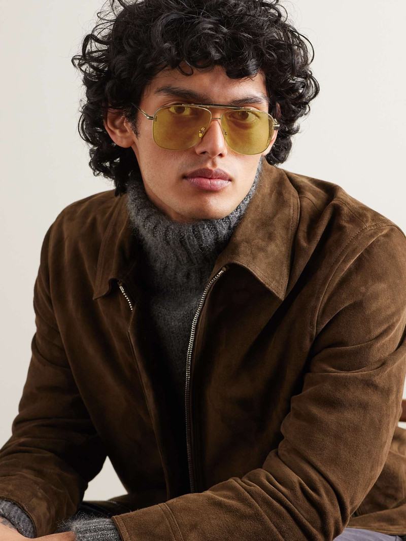 TOM FORD Jaden Aviator-Style Gold-Tone and Acetate Sunglasses outlook