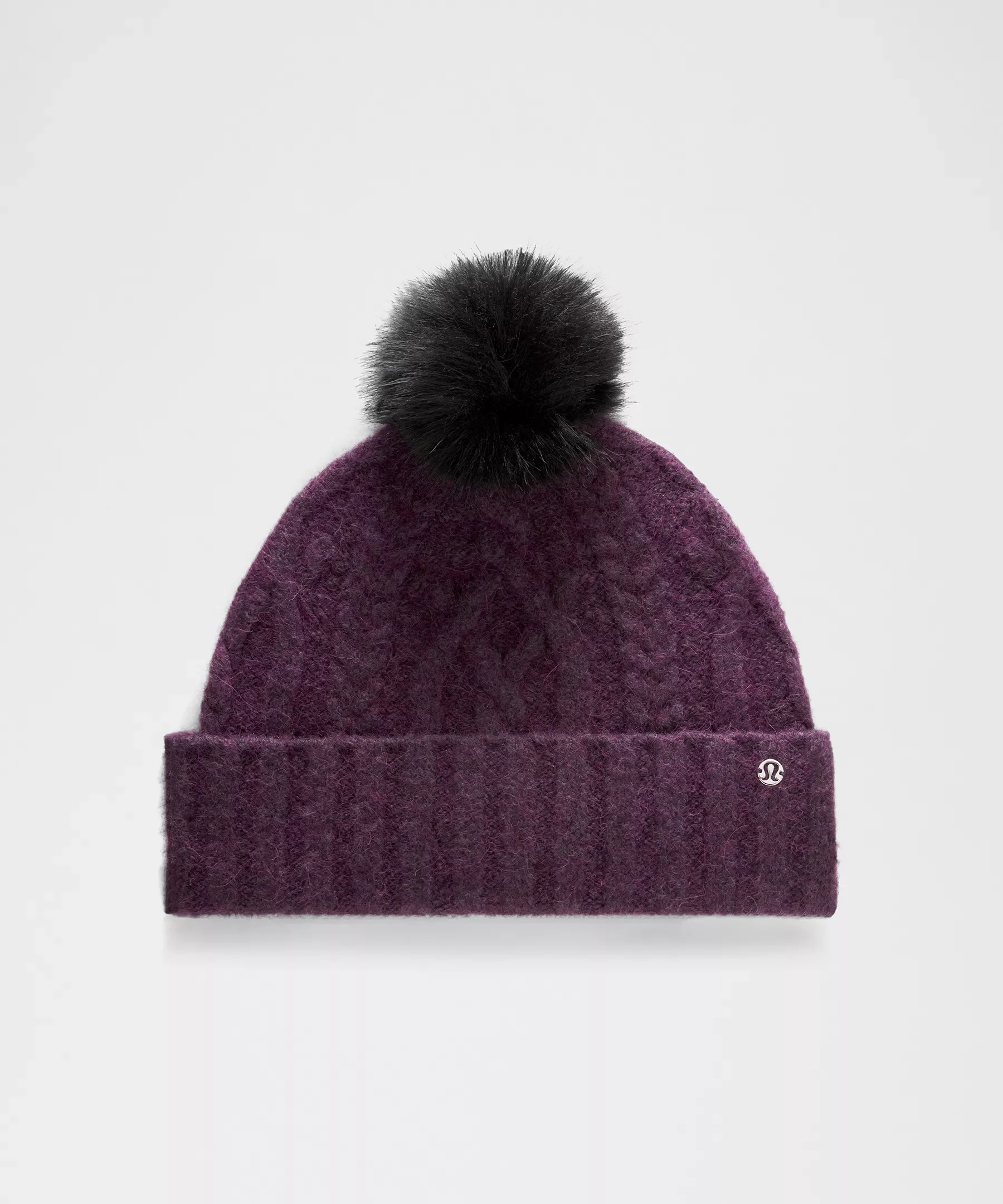 Women's Alpaca Wool-Blend Cable-Knit Pom Beanie - 1