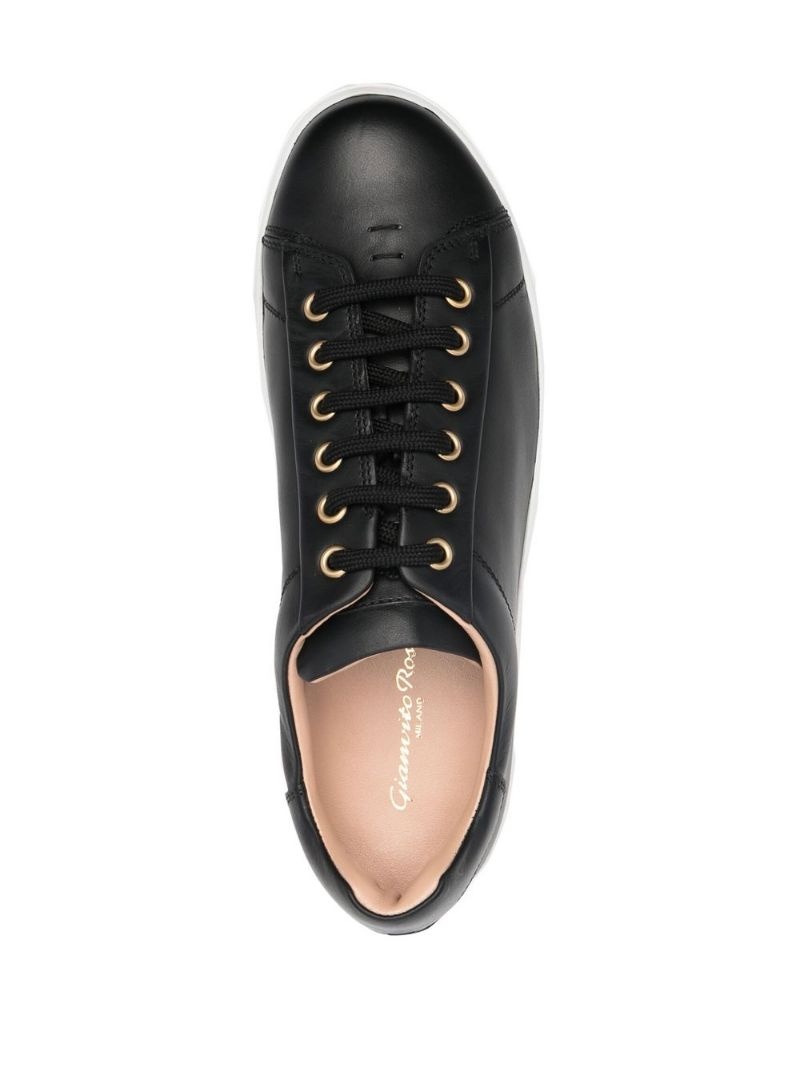 leather lace-up trainers - 4