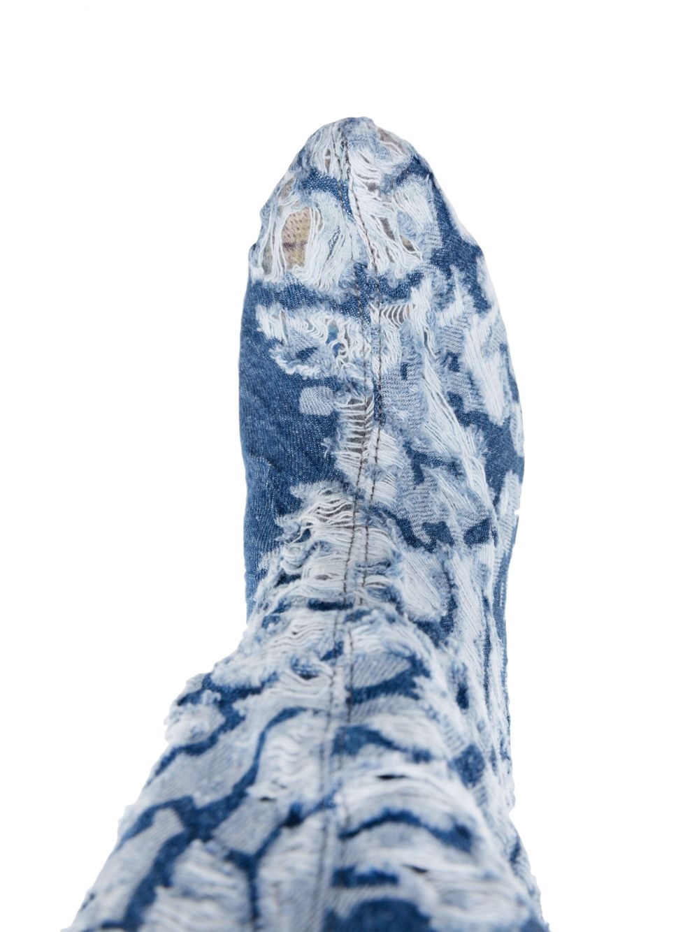 distressed 120mm denim knee-high boots - 4