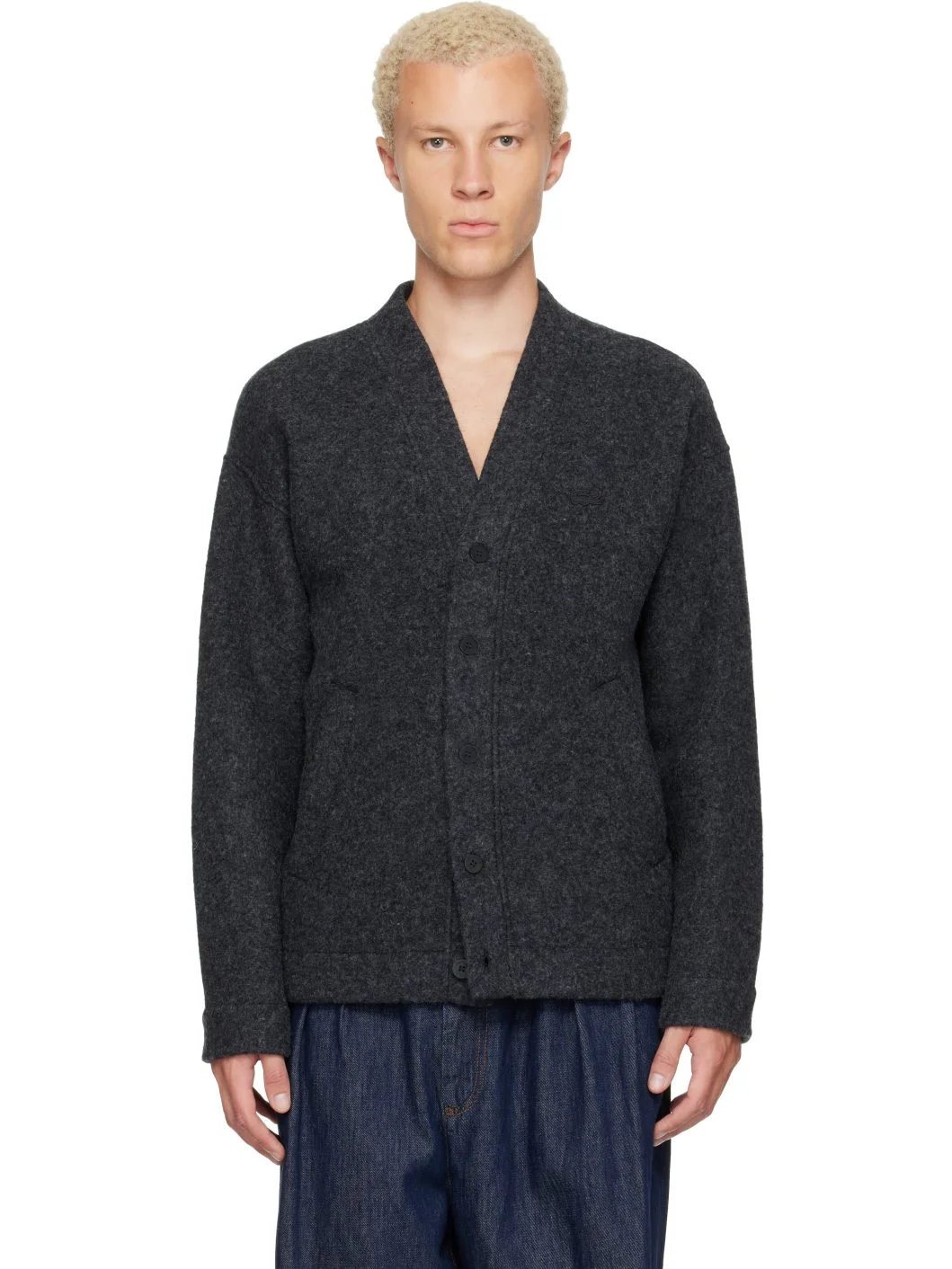 Gray Oversize Fit Cardigan - 1