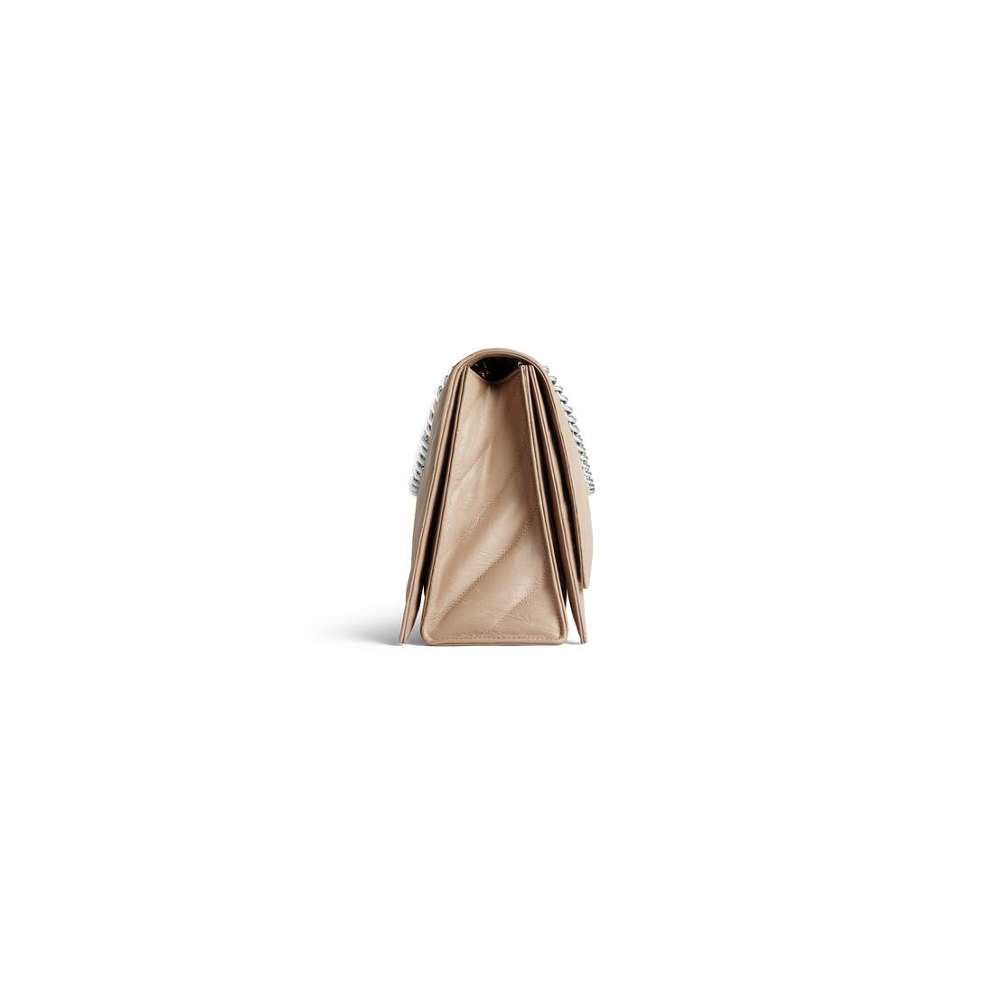 Women's Crush Large Chain Bag Quilted  in Beige - 3
