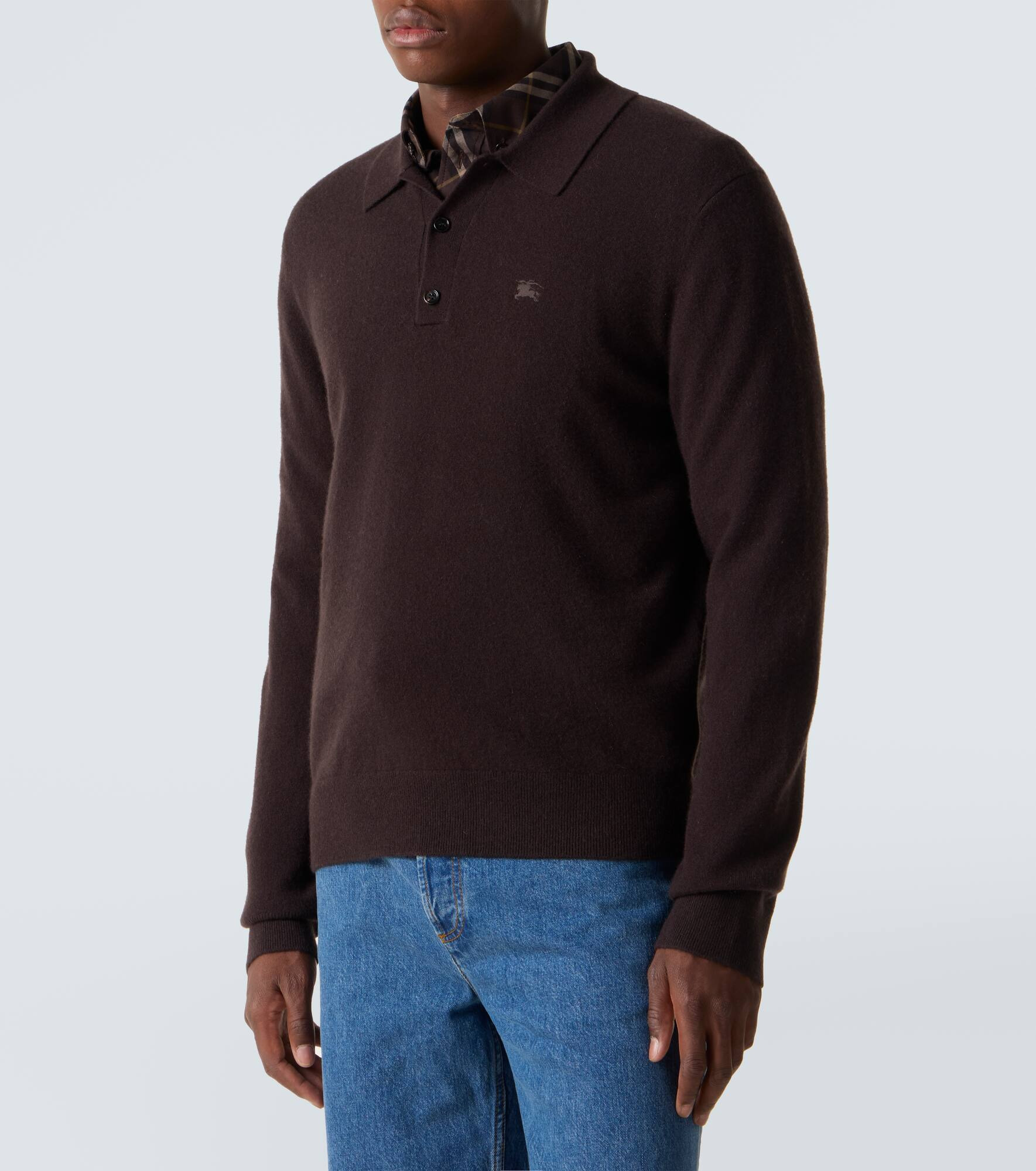 Cashmere-blend polo sweater - 3