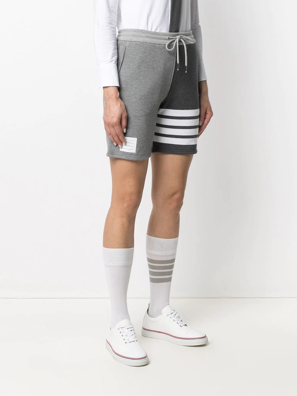 panelled 4-Bar cotton shorts - 3