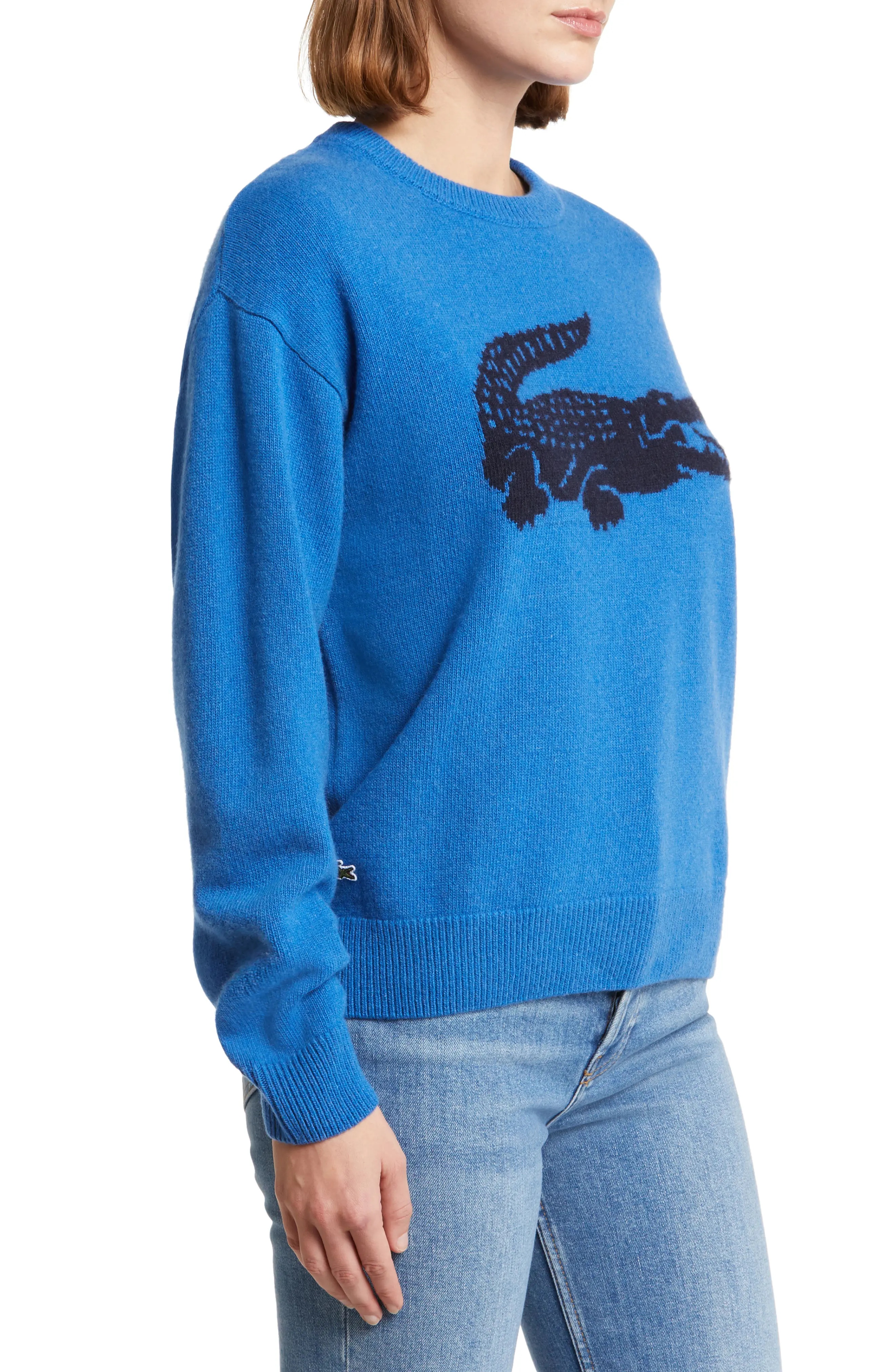 Big Croc Cashmere & Wool Crewneck Sweater in Iq2 Hilo/Marine - 3