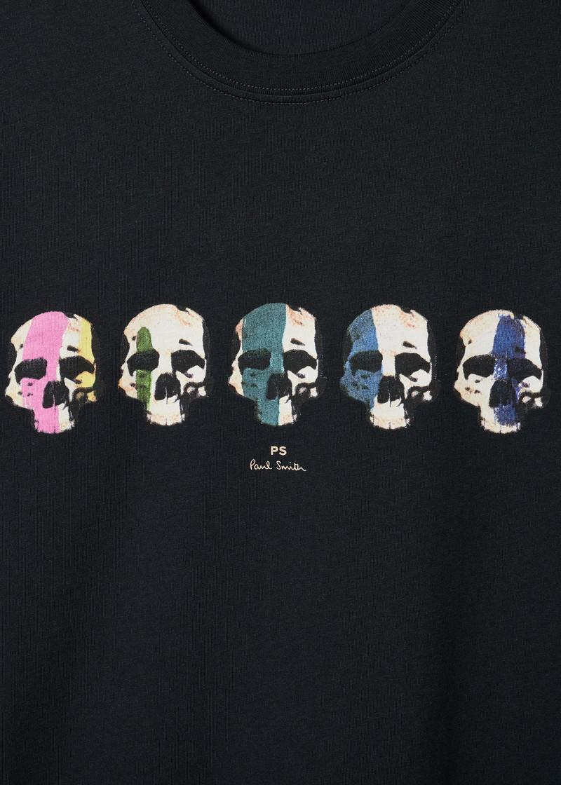 Paul Smith Slim-Fit Navy 'Multicolour Skull' T-Shirt outlook