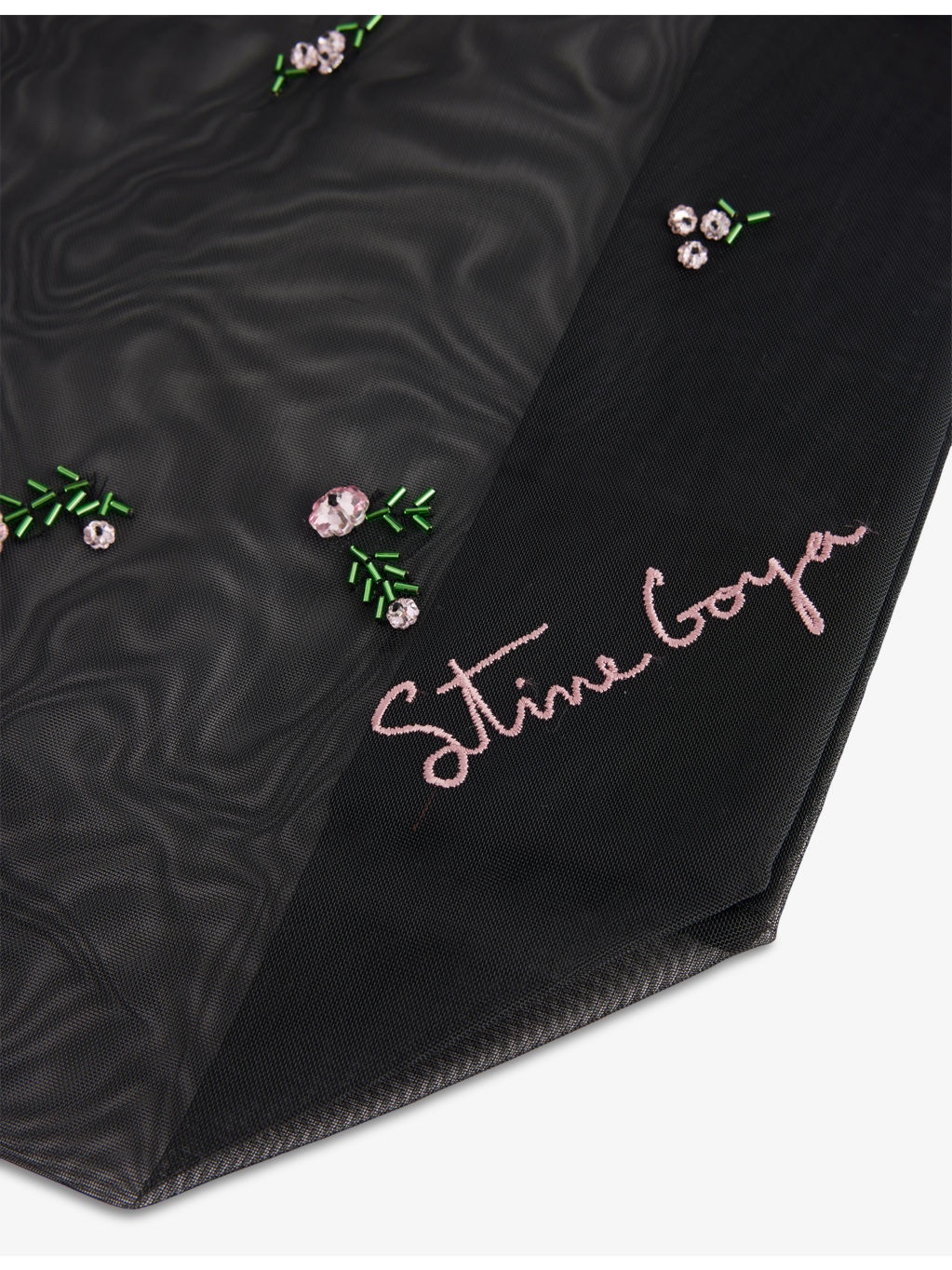 Flower-Embellished Mesh Tote Bag - 3