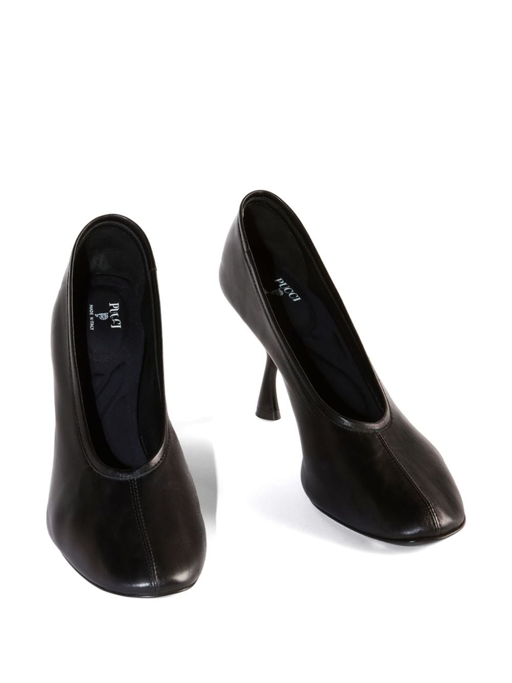 round toe leather pumps - 5