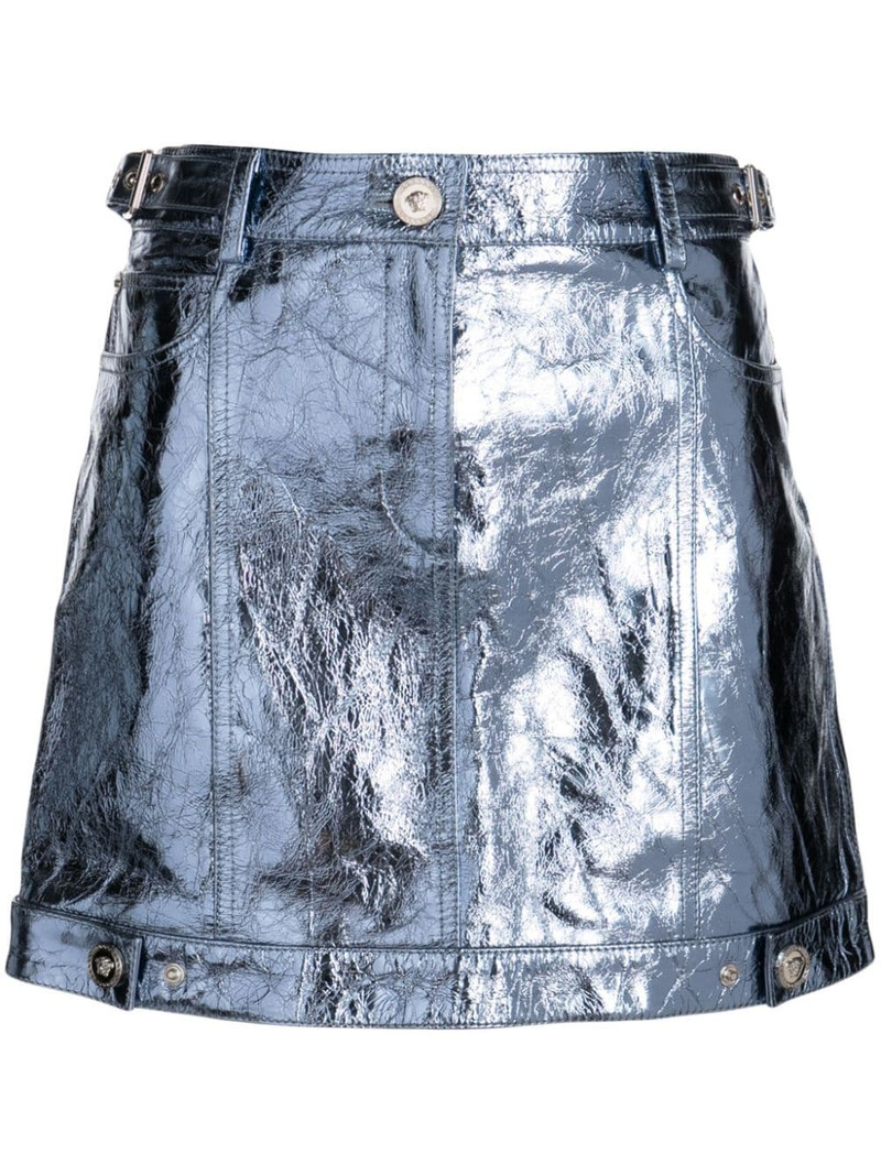 x Dua Lipa metallic leather miniskirt 1