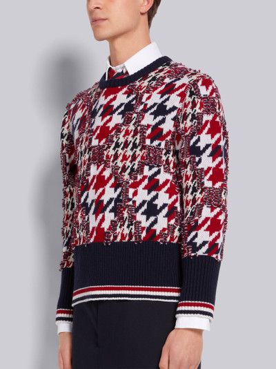 Thom Browne Multicolor Frayed Houndstooth Jacquard Tipping Stripe Pullover outlook