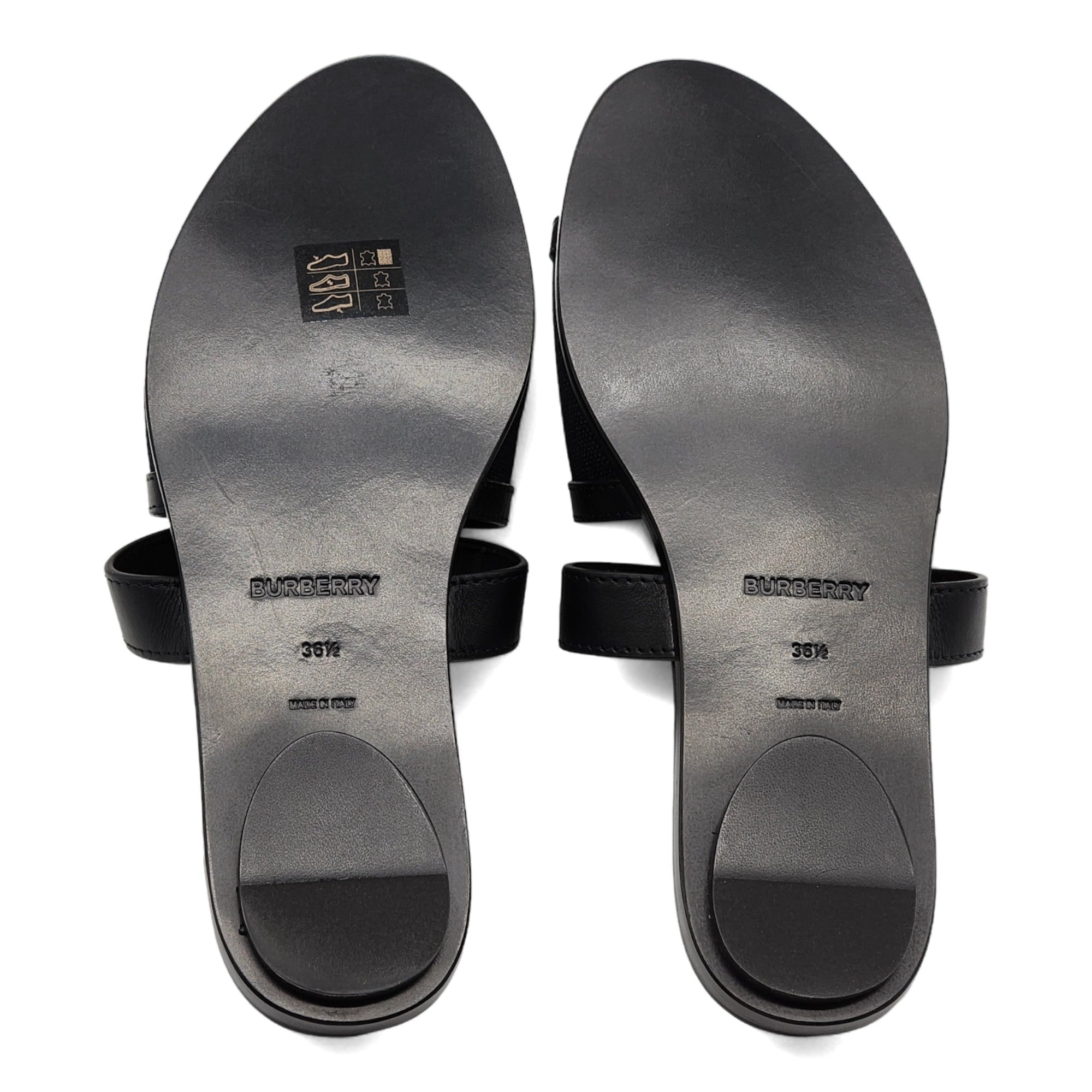 Burberry Honour Canvas and Leather Flat Sandals in Black - 7