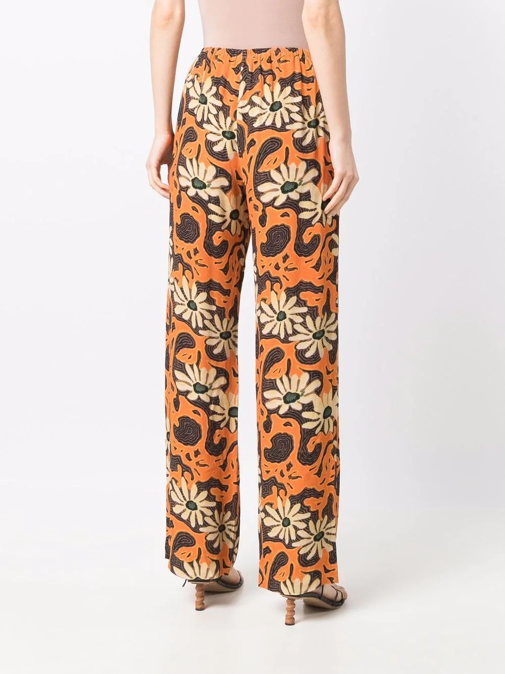 floral wide-leg trousers - 4