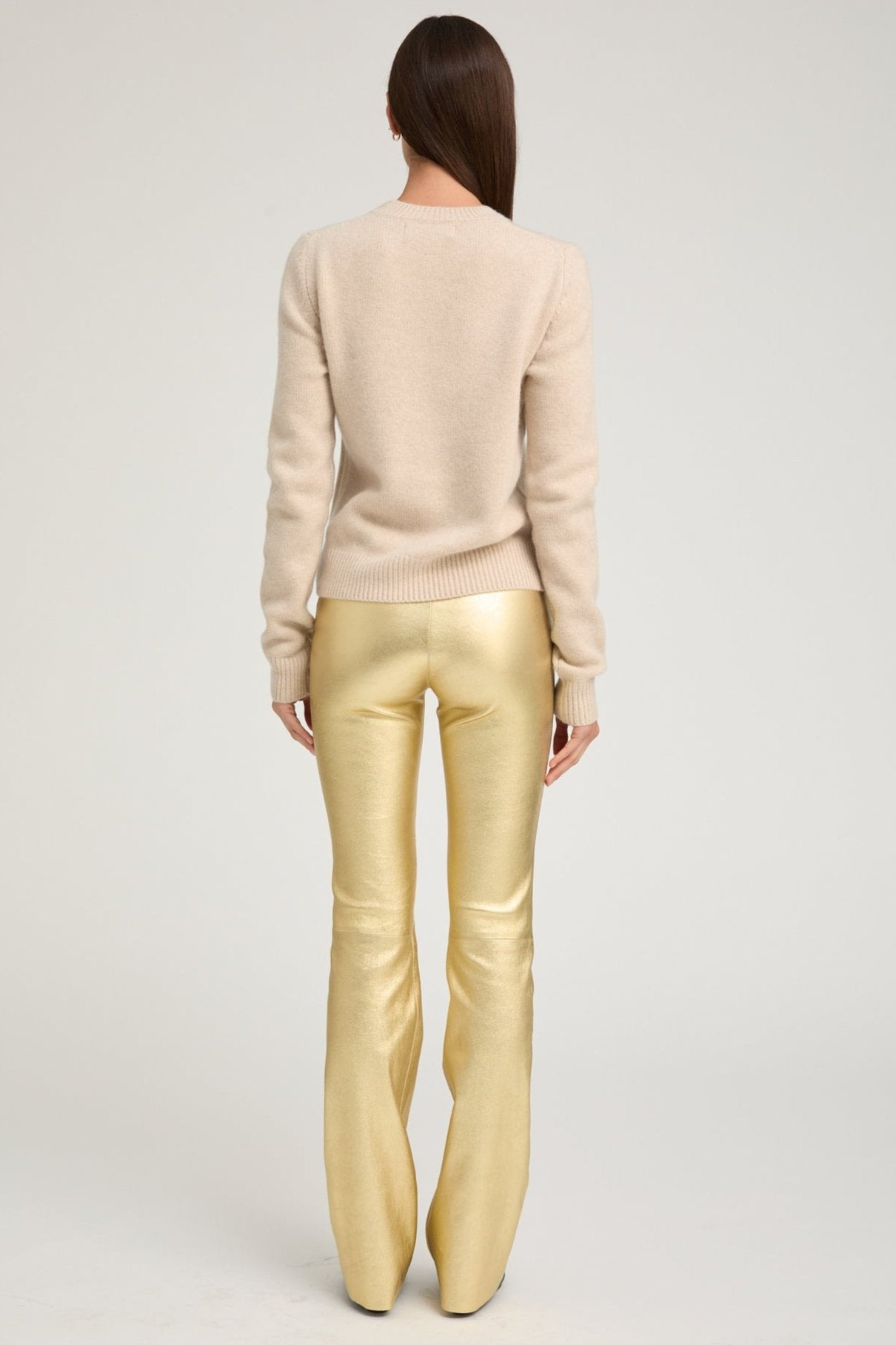 METALLIC GOLD LEATHER MICRO FLARE - 3
