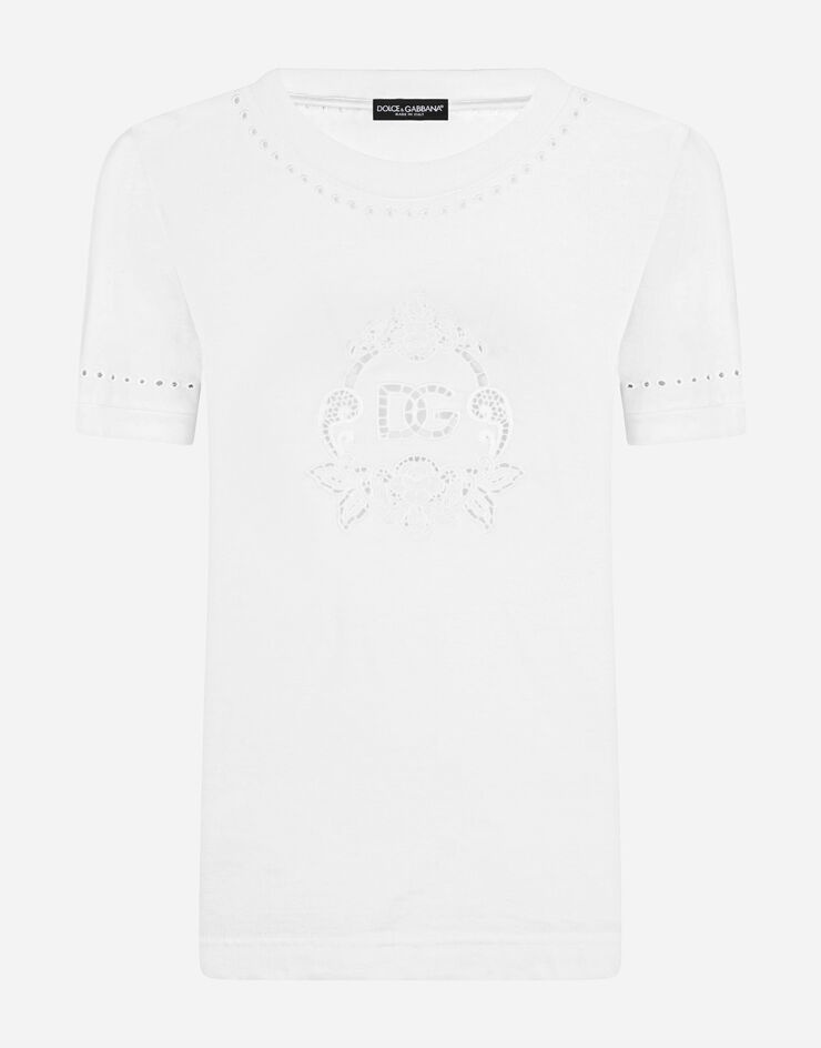 Jersey T-shirt with DG openwork embroidery - 3