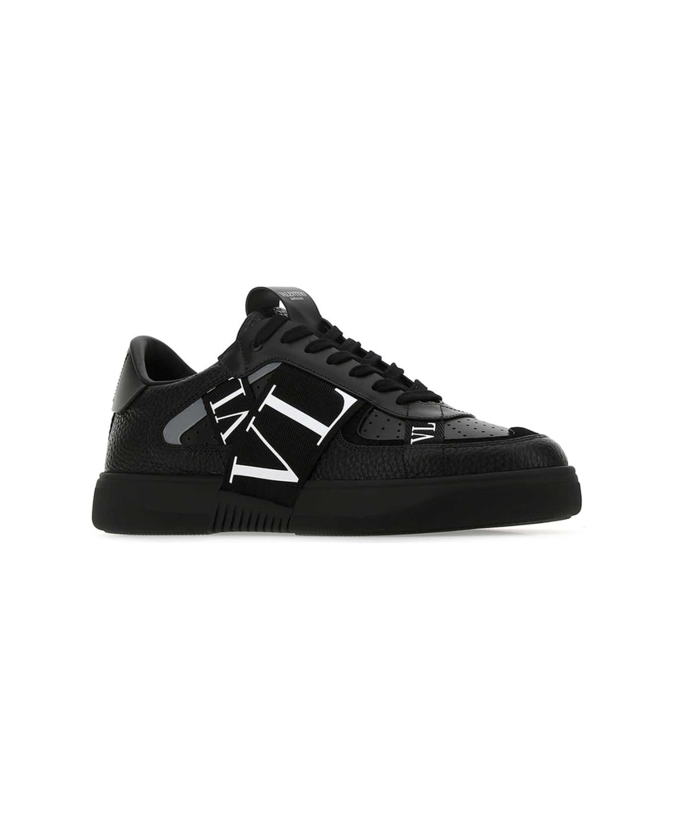 Black Leather Vl7n Sneakers - 2