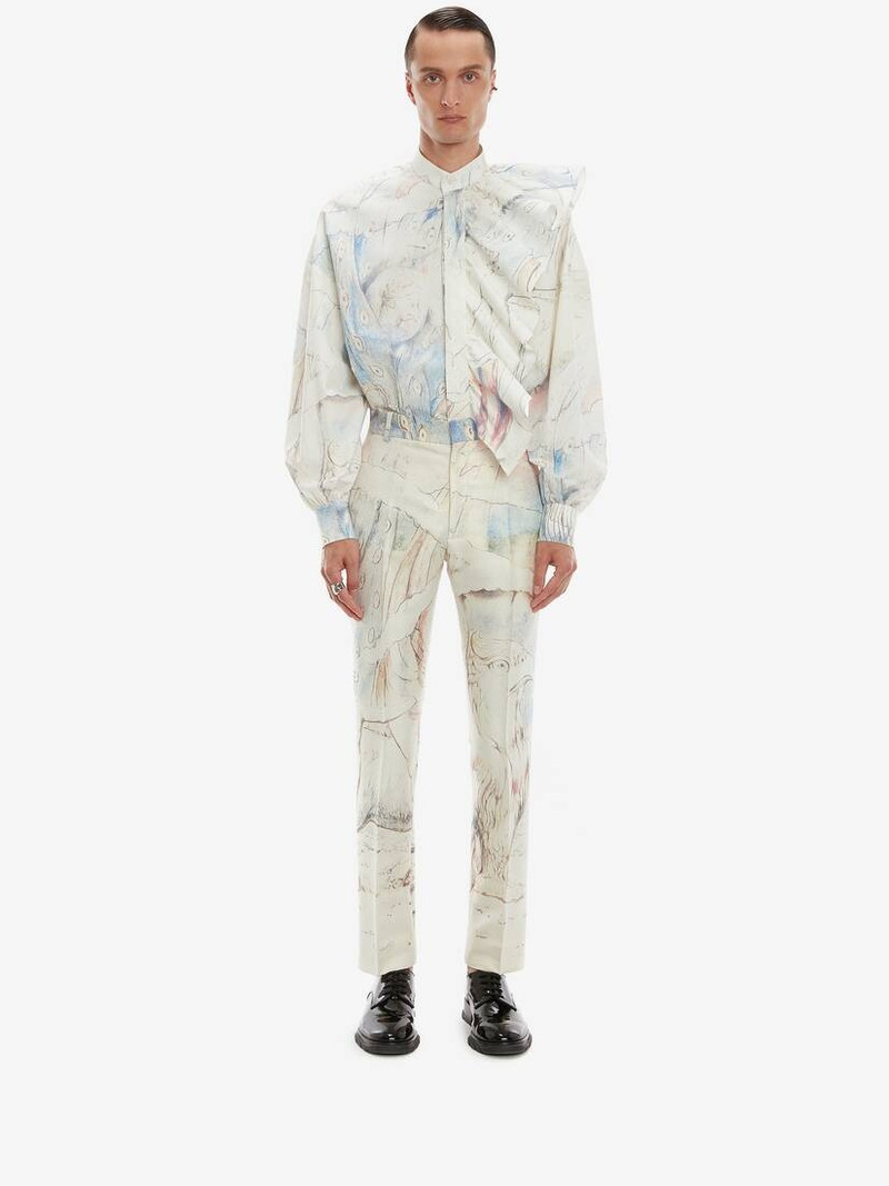 Alexander McQueen Blake Illustration Dante Ruffle Shirt in Multicolor outlook