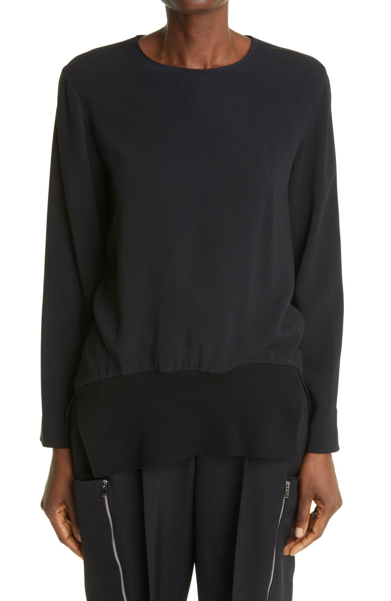 Stella McCartney Charley Stretch Cady Top in Black at Nordstrom - 1