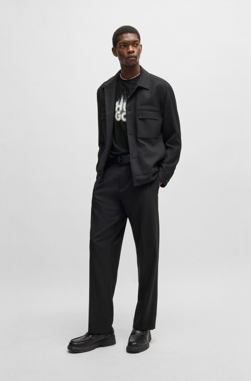 HUGO COTTON-JERSEY T-SHIRT WITH STACKED SMOKE LOGO outlook