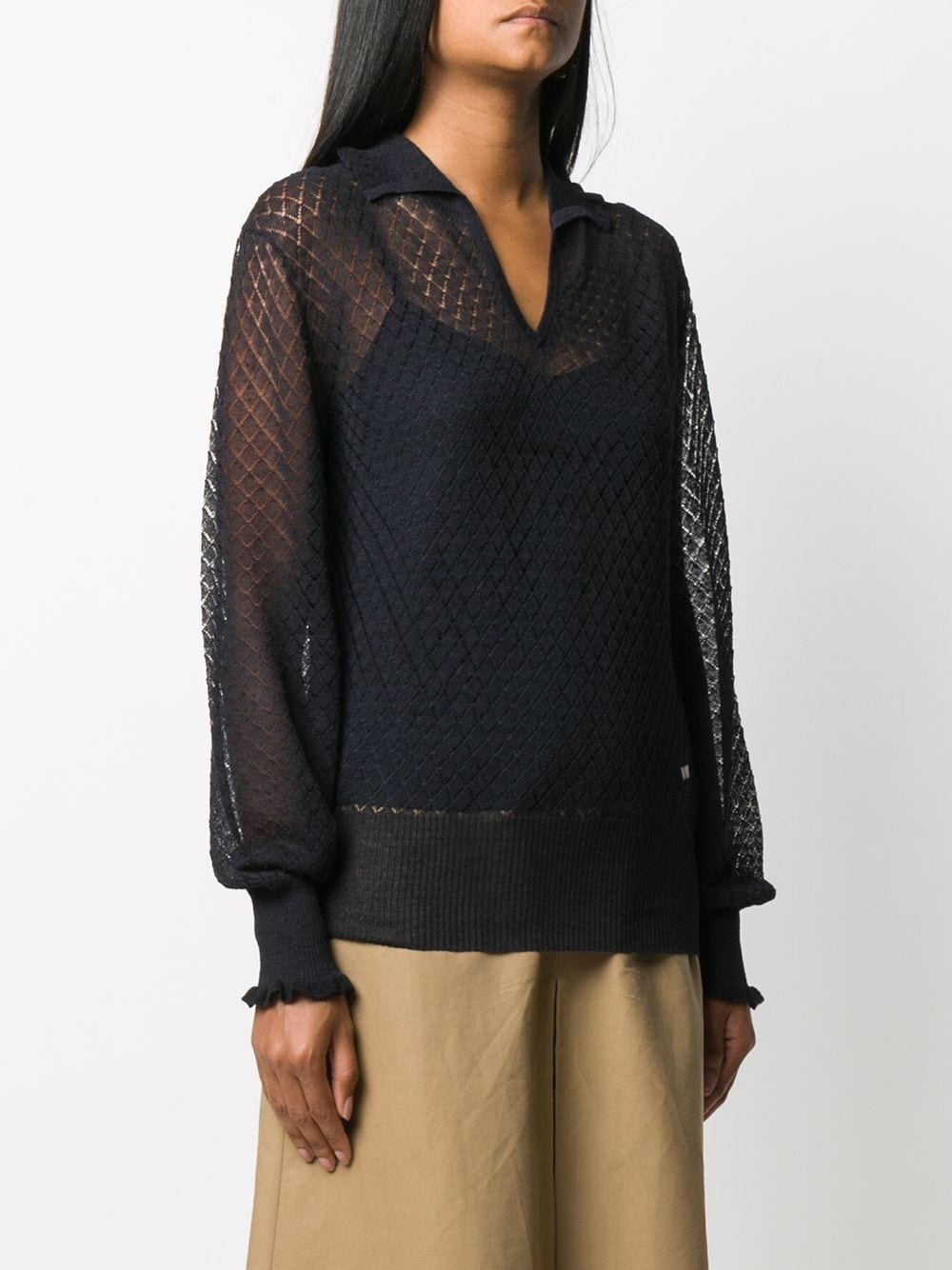 semi-sheer knitted jumper - 3