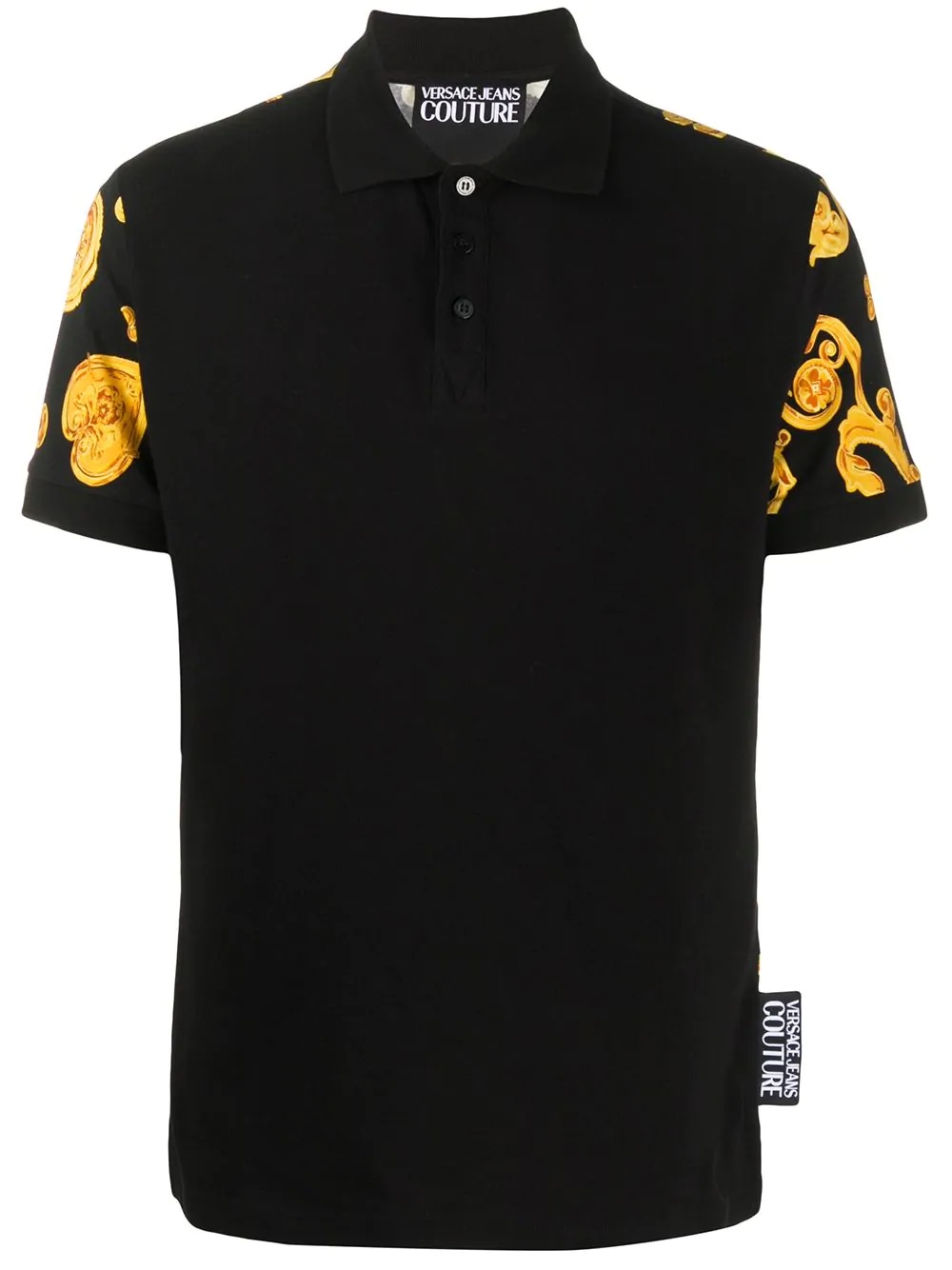 short sleeve baroque print polo shirt - 1