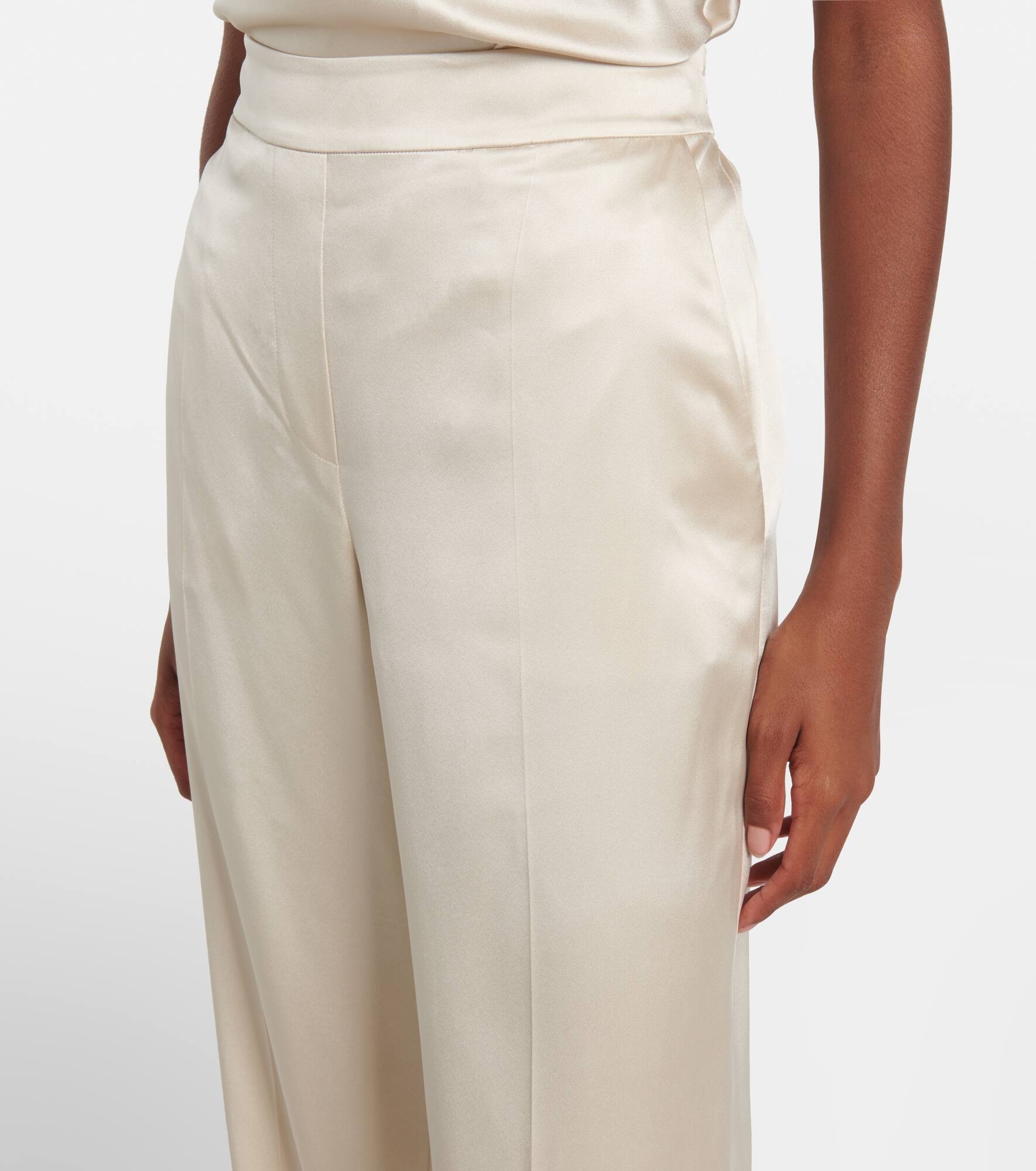 Tova mid-rise silk satin straight pants - 4