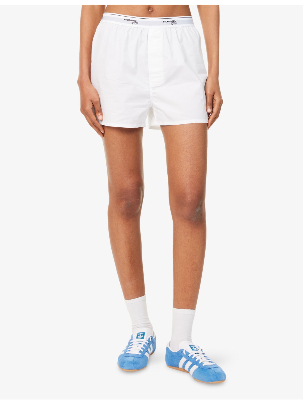 Branded-Waistband High-Rise Cotton-Poplin Boxer Shorts - 3