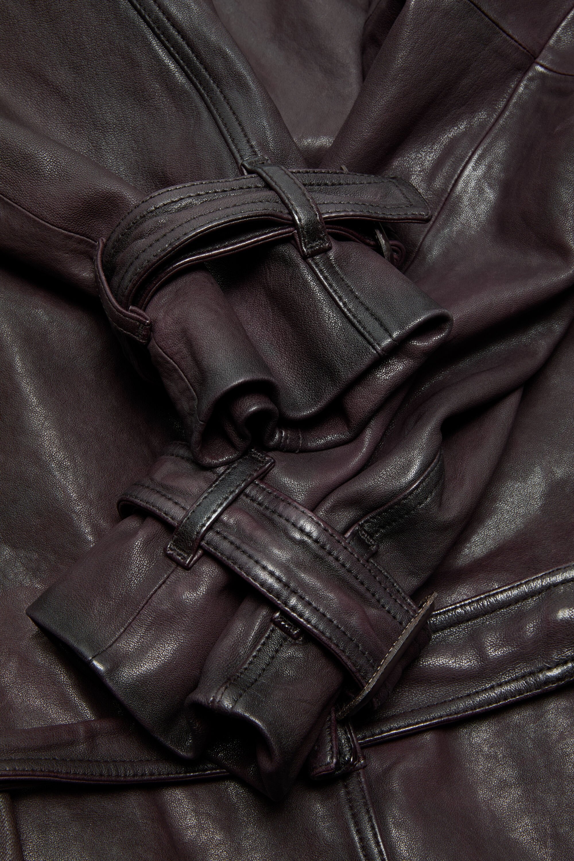 Belted leather jacket - Dark brown - 7
