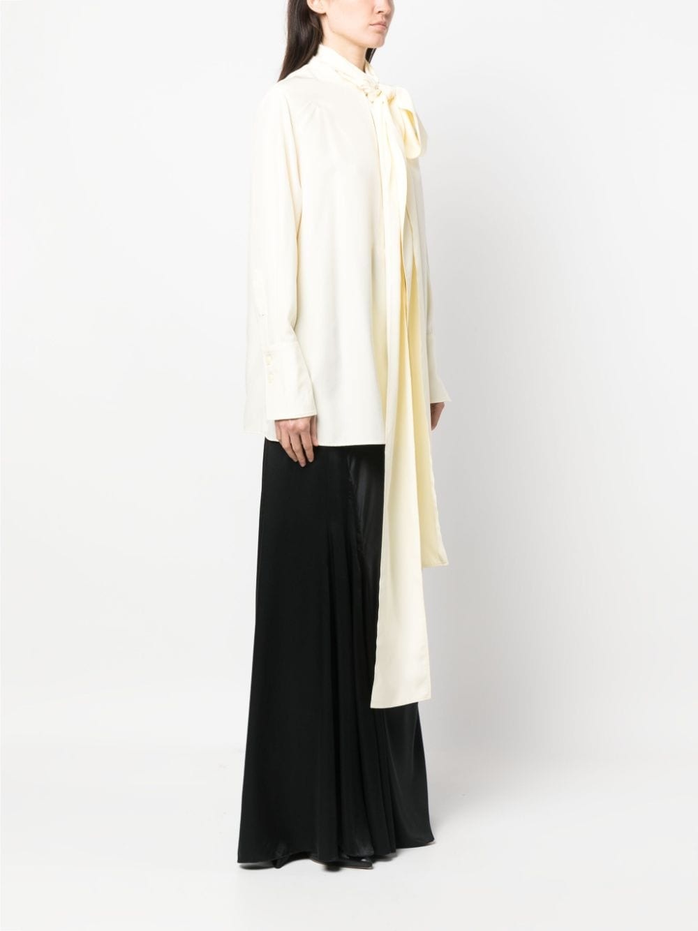 pussy-bow silk blouse - 3