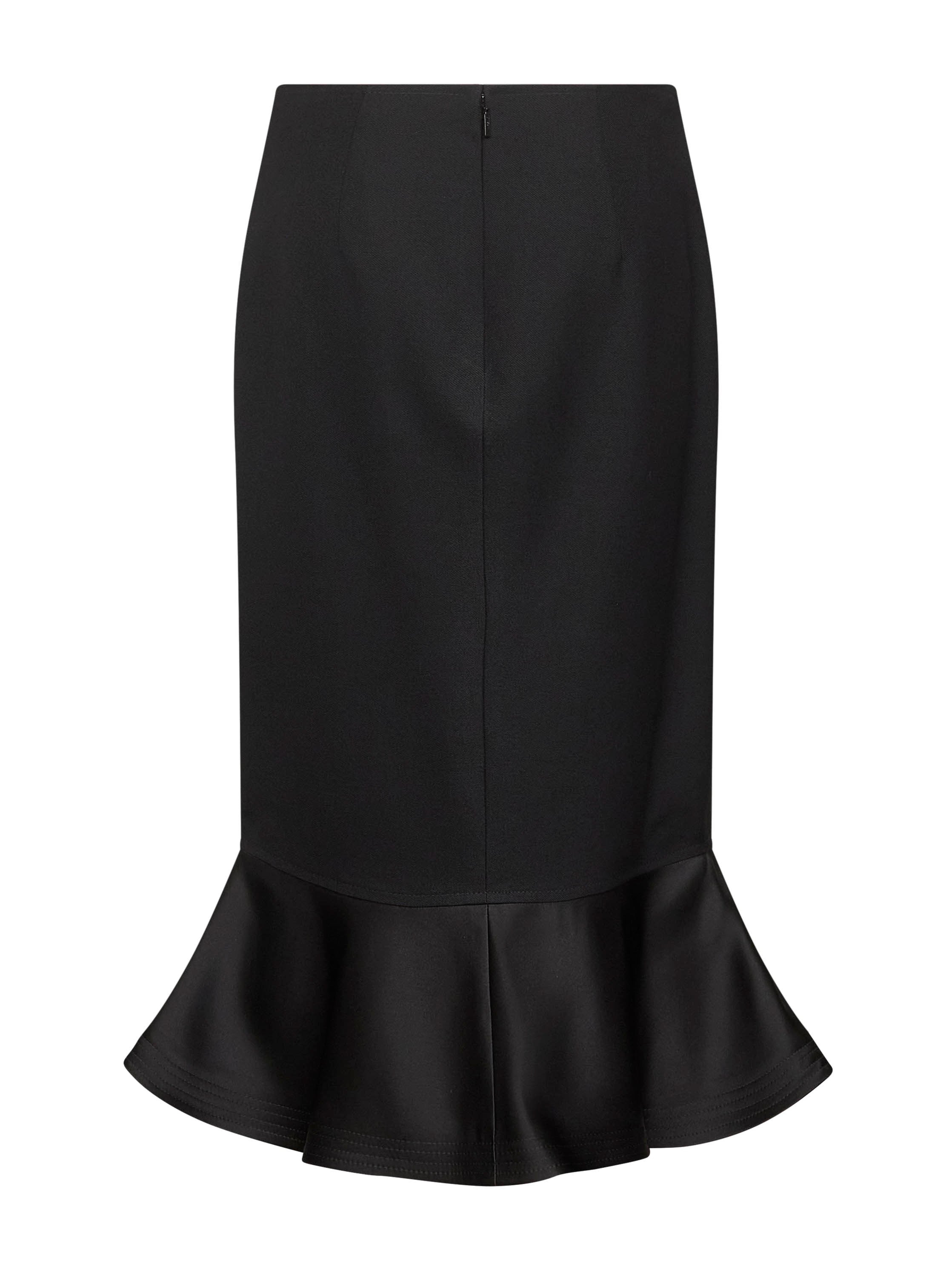 Fendi Women Black Grain De Poudre Wool Midi Skirt - 2
