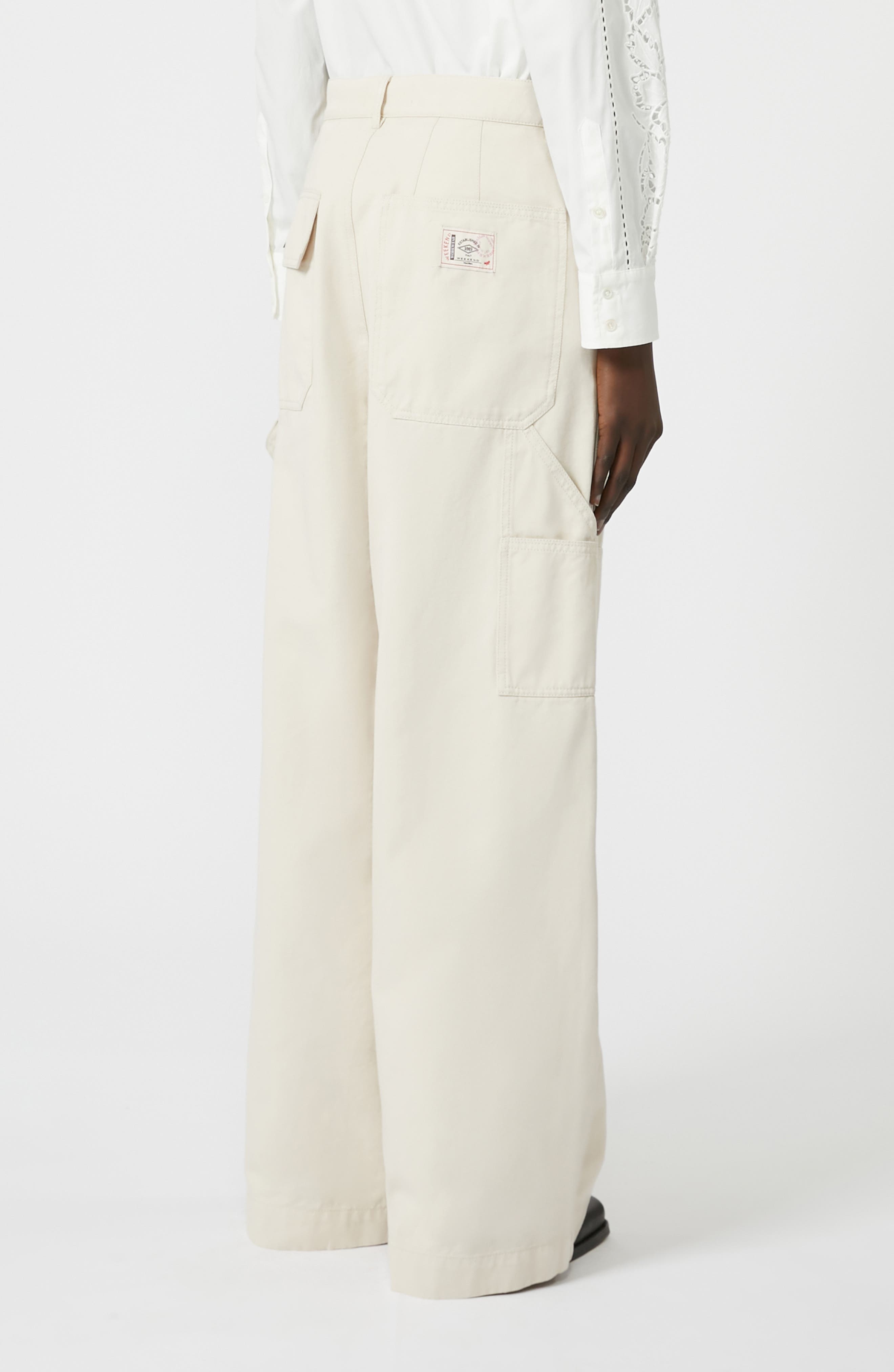 Weekend Max Mara Caronte Wide Leg Cotton Twill Carpenter Pants in Ivory at Nordstrom - 2