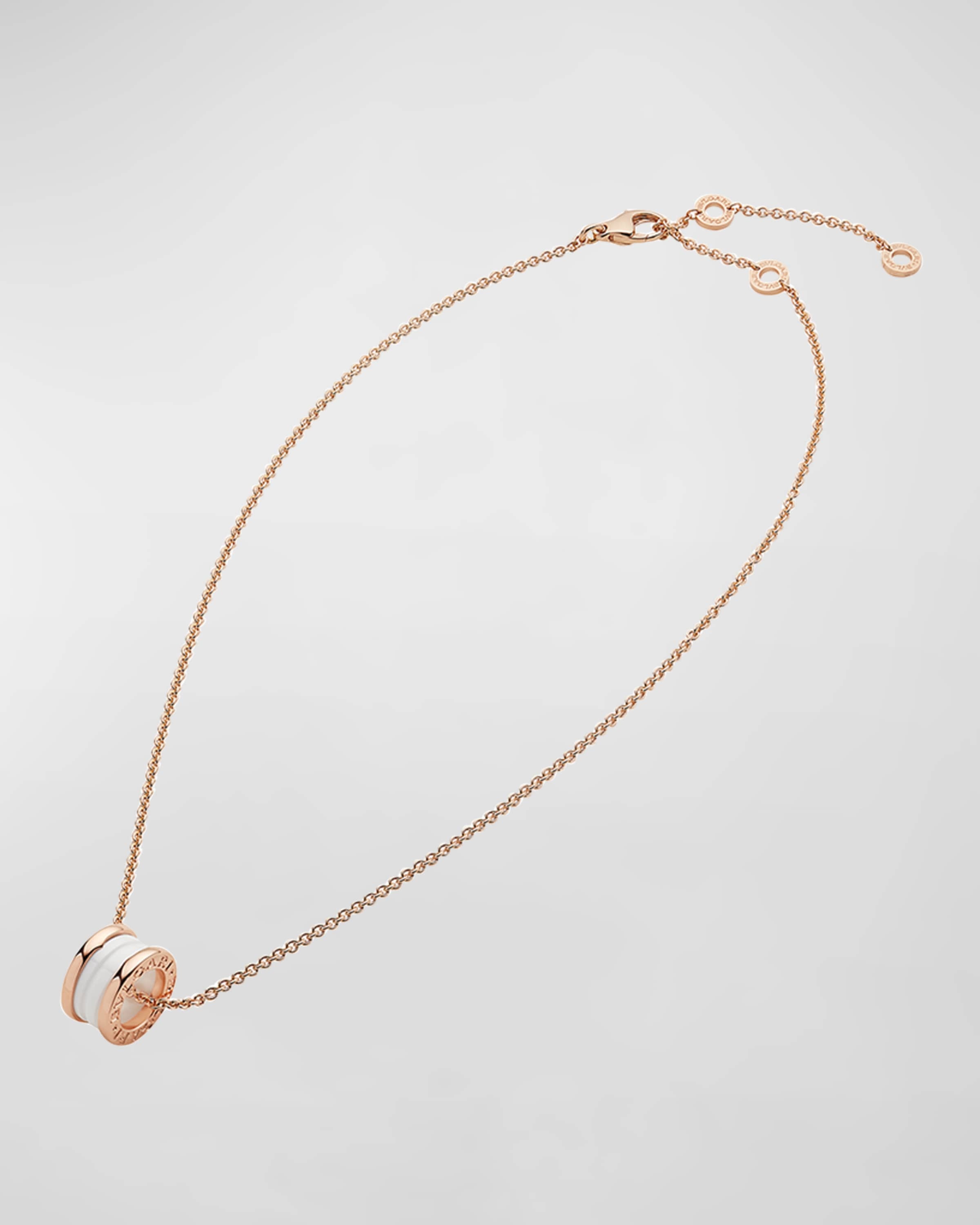 B.Zero1 Pendant Necklace in Pink Gold and White Ceramic - 5