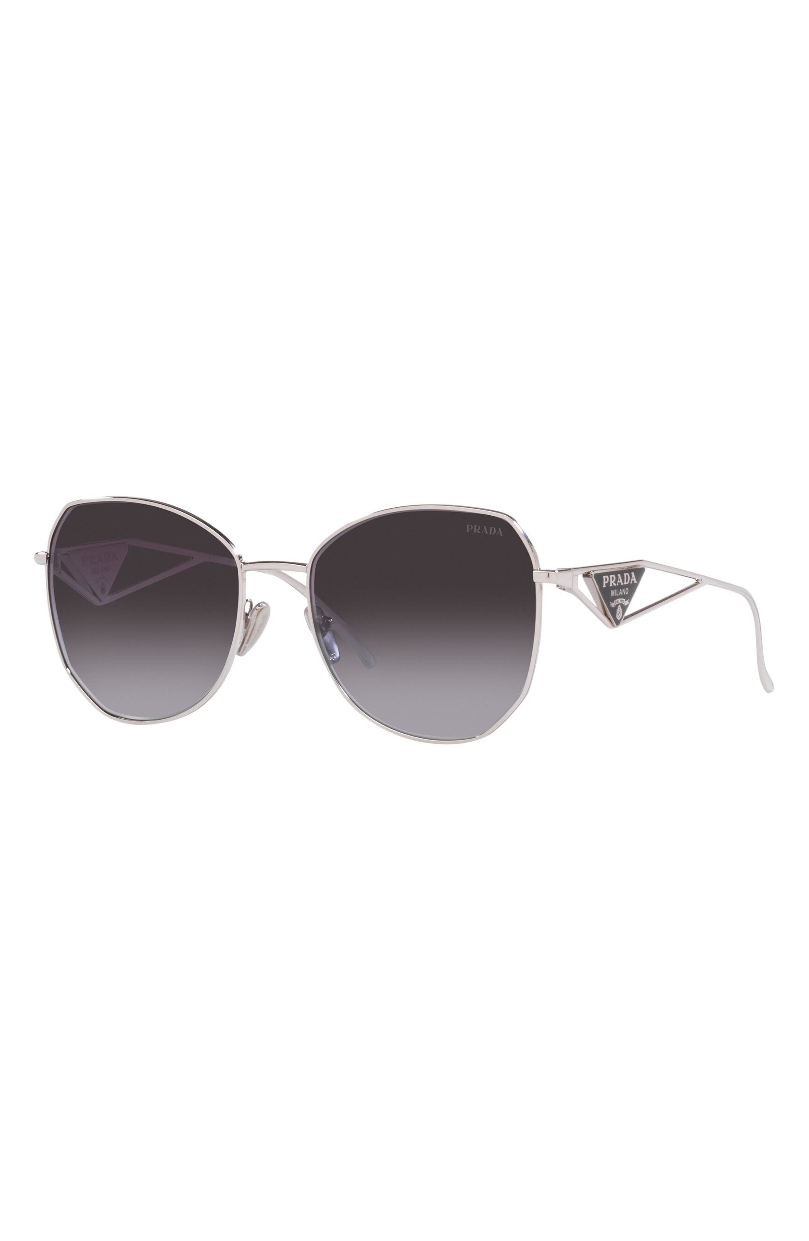 Prada 57mm Gradient Round Sunglasses in Grey Gradient at Nordstrom - 2