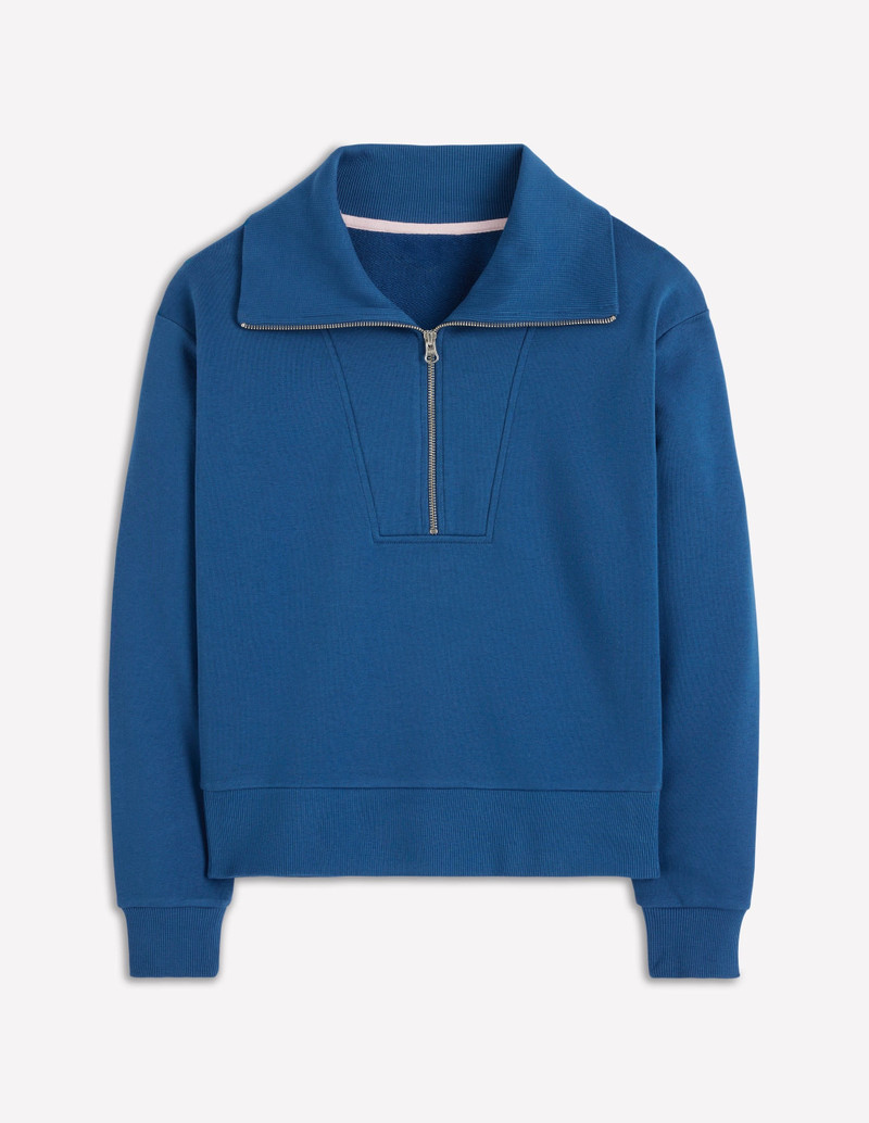 Panelled Half-zip Sweatshirt-Tourmaline Blue 1
