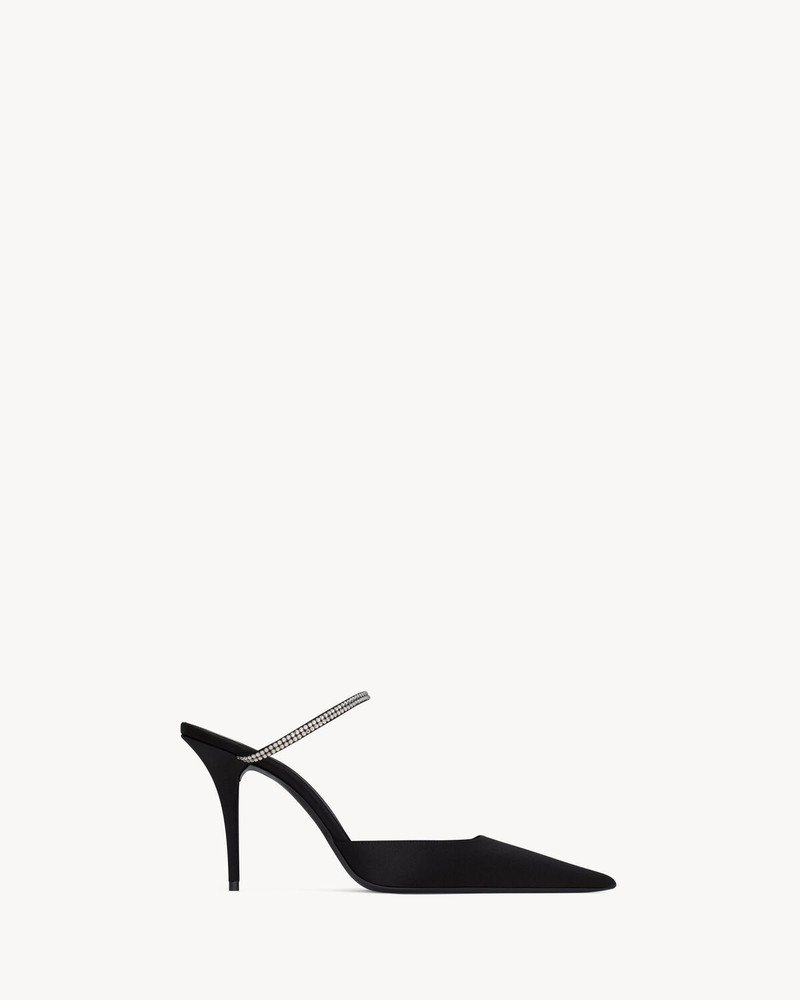 BARBARA MULES IN SATIN CREPE AND RHINESTONES - 1