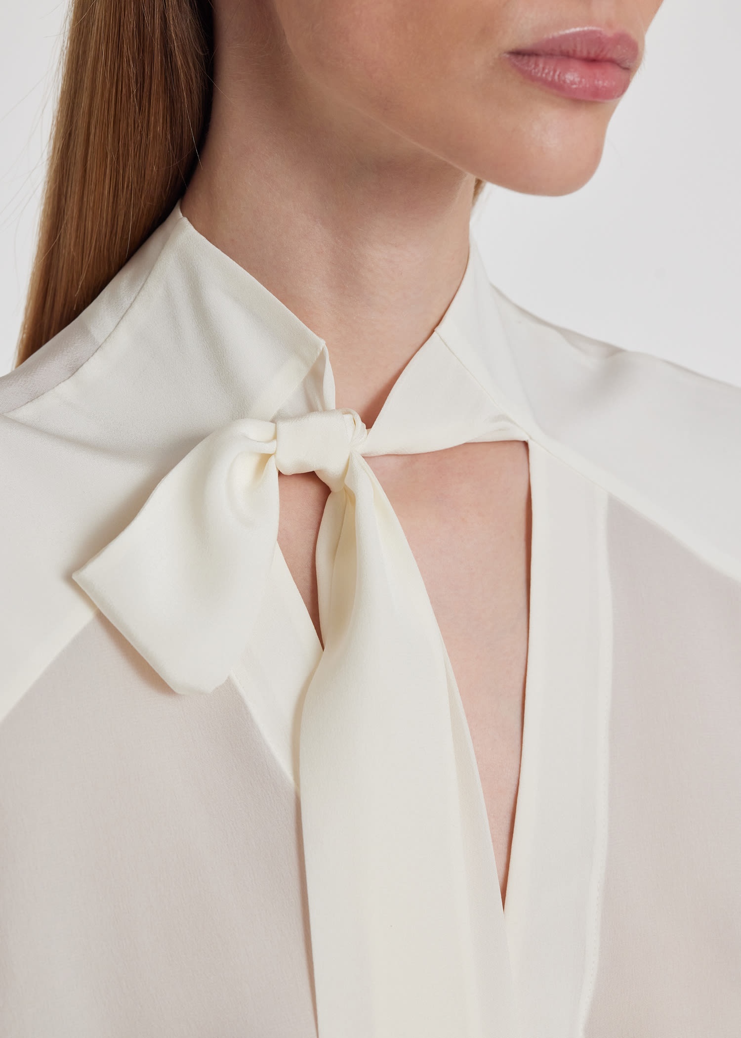 Ivory Tie Neck Blouse - 7