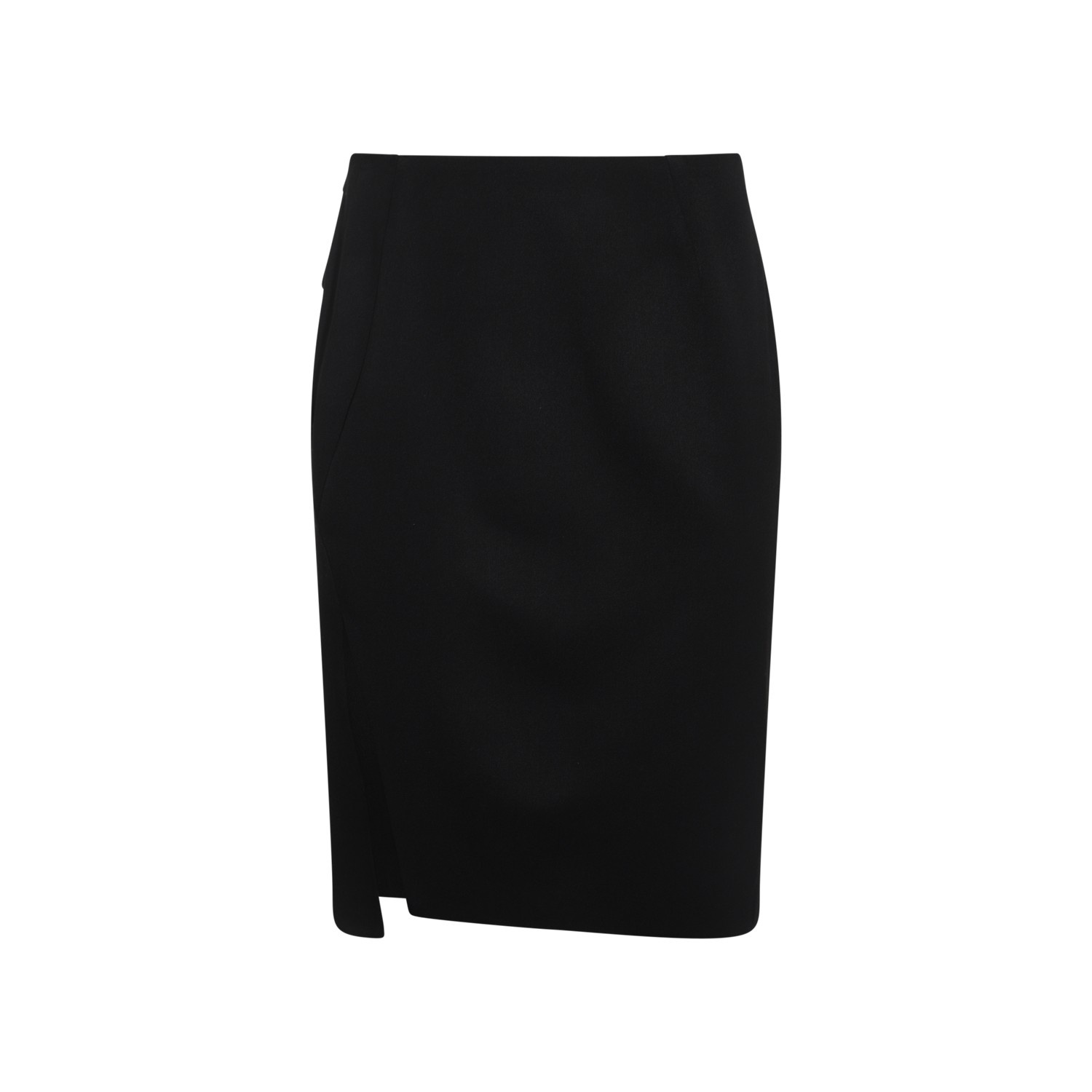 BLACK WOOL MIDI SKIRT - 1