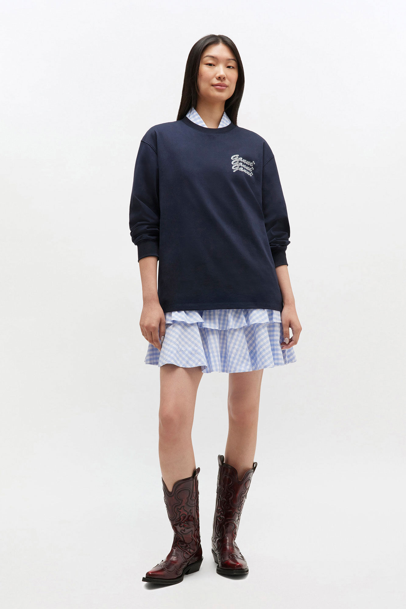 DARK BLUE GANNI SWEATSHIRT - 2